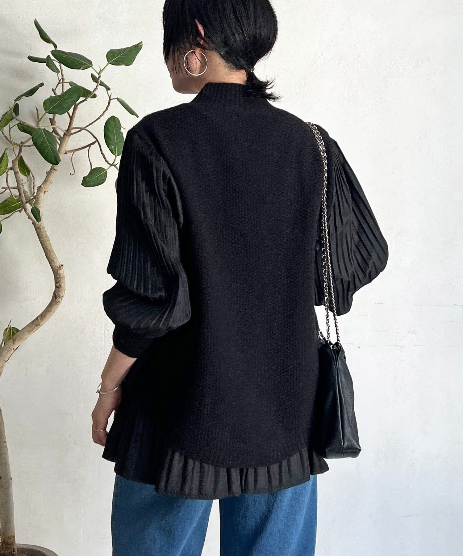 Croisiere(クロジエール) 袖異素材レイヤードニットプルオーバー