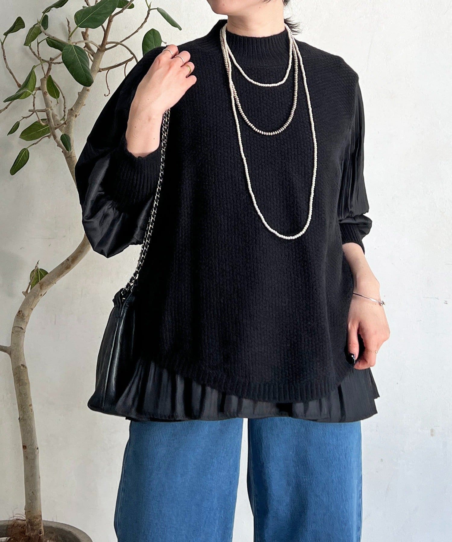 Croisiere(クロジエール) 袖異素材レイヤードニットプルオーバー