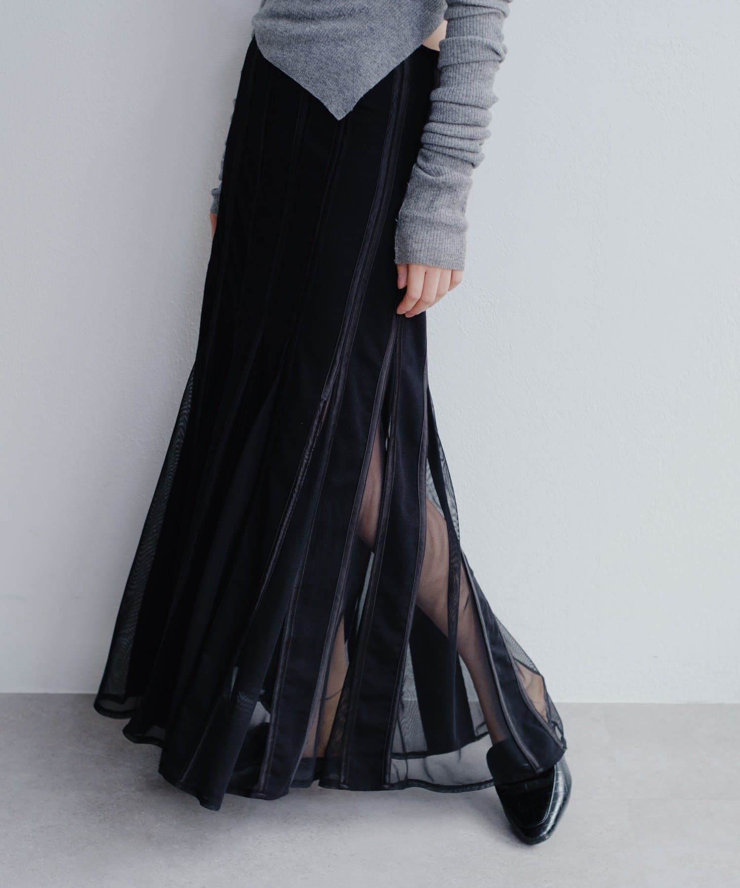 Pasterip(パセリ) Tulle docking sheer skirt