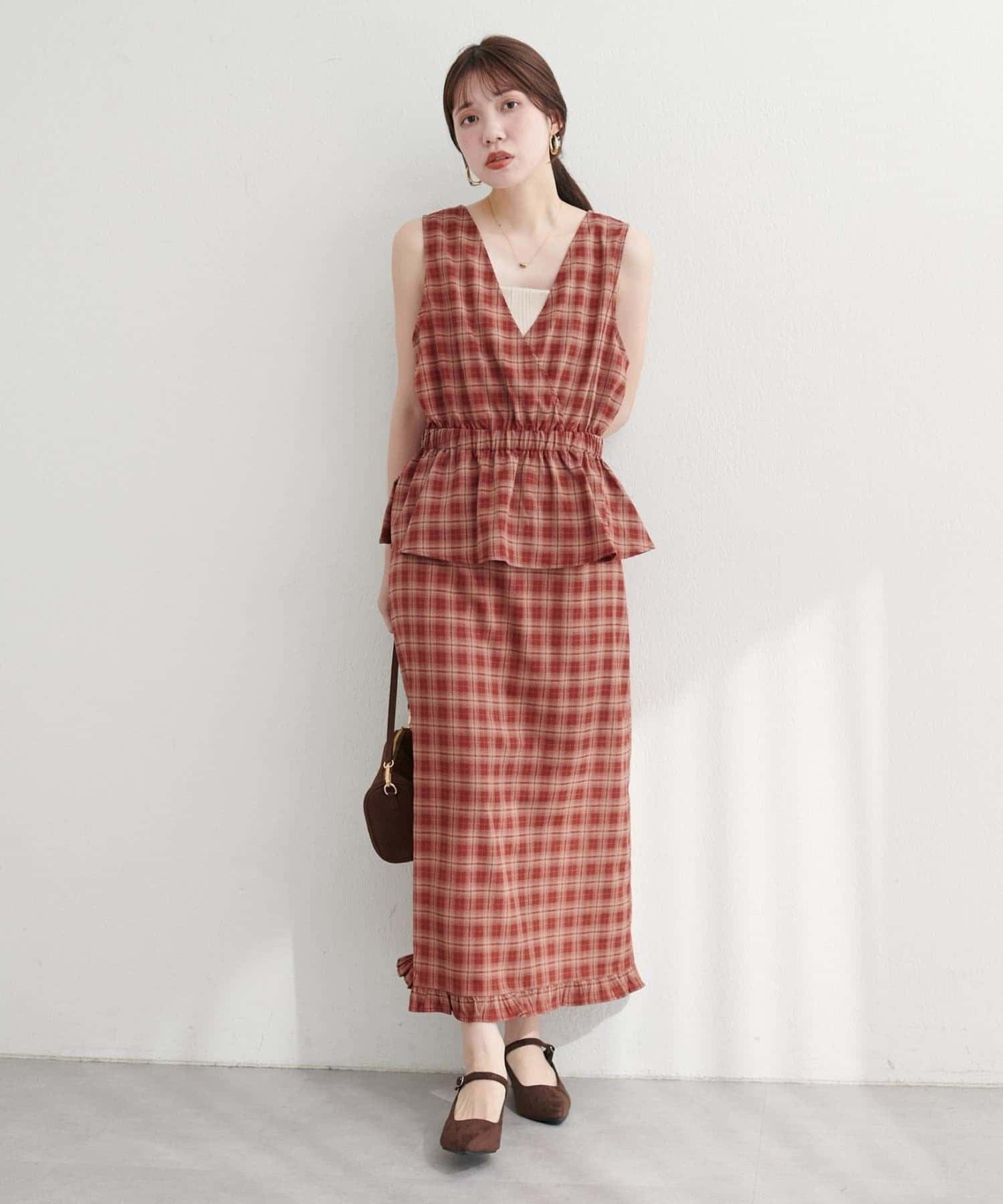 NICE CLAUP / OLIVE des OLIVE OUTLET(ナイスクラップ  / オリーブ デ オリーブ アウトレット) 【natural couture】裾フリルチェック柄スカート