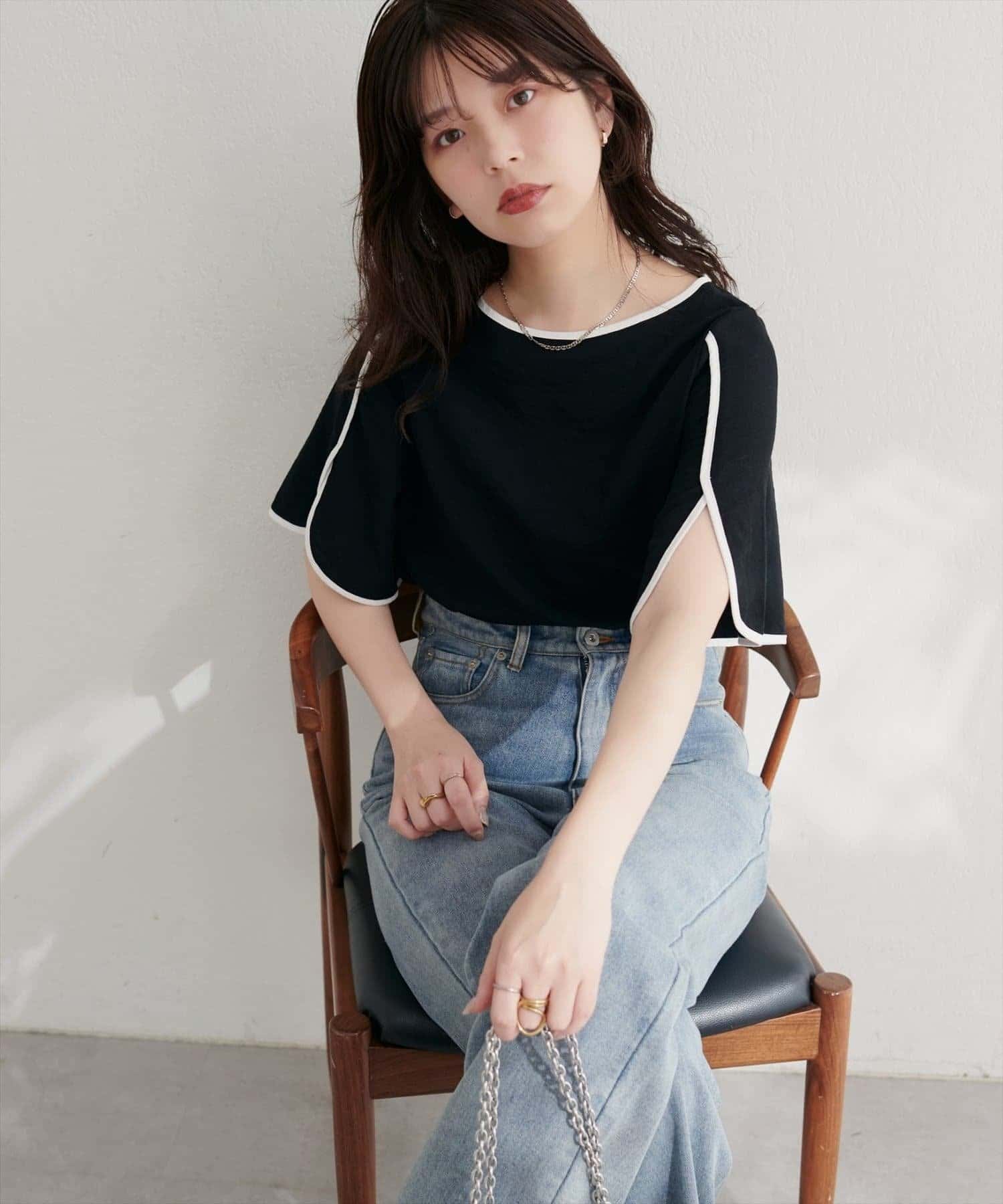 NICE CLAUP / OLIVE des OLIVE OUTLET(ナイスクラップ  / オリーブ デ オリーブ アウトレット) 【natural couture】ハチワレスリーブ麻調ブラウス