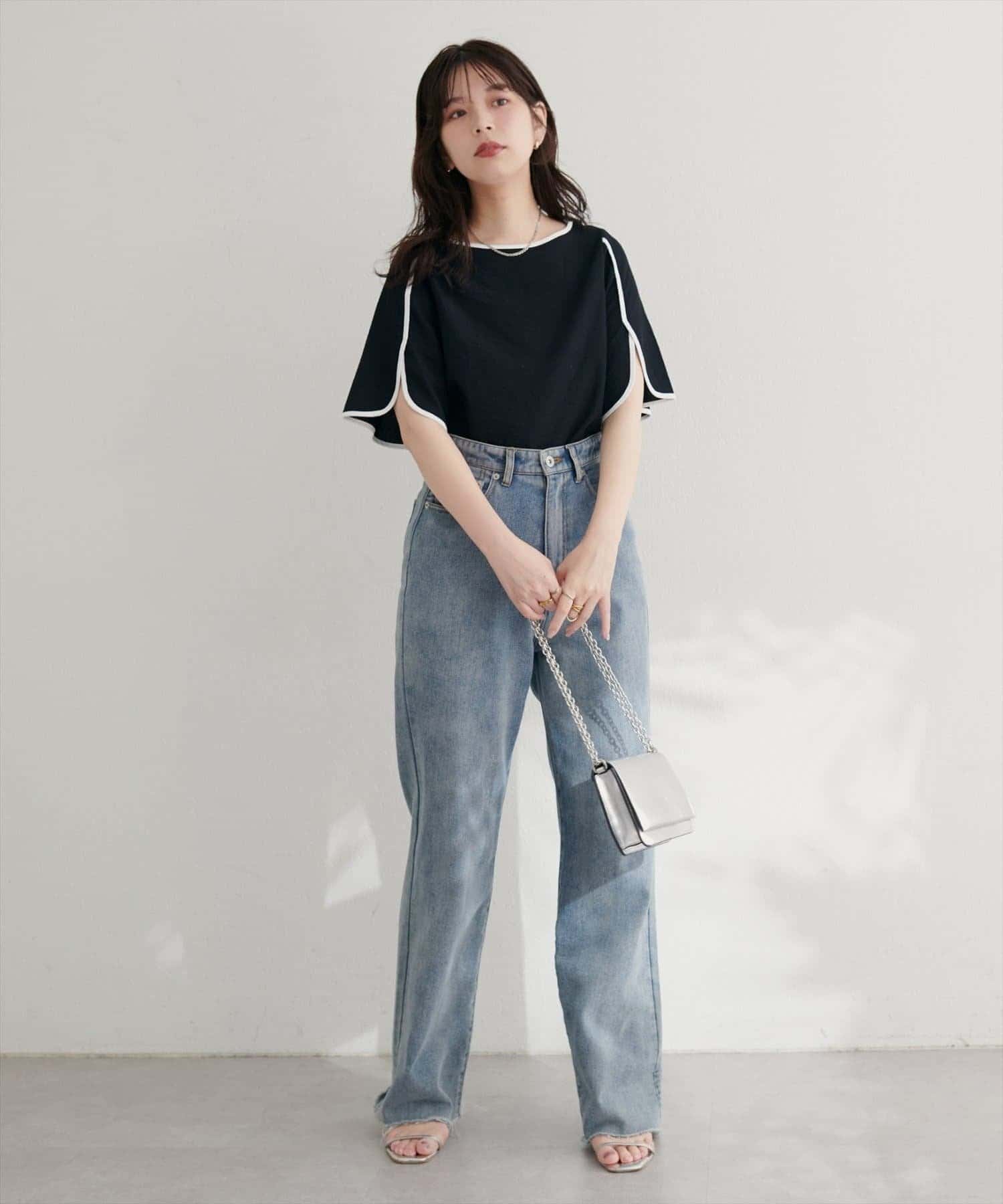 NICE CLAUP / OLIVE des OLIVE OUTLET(ナイスクラップ  / オリーブ デ オリーブ アウトレット) 【natural couture】ハチワレスリーブ麻調ブラウス