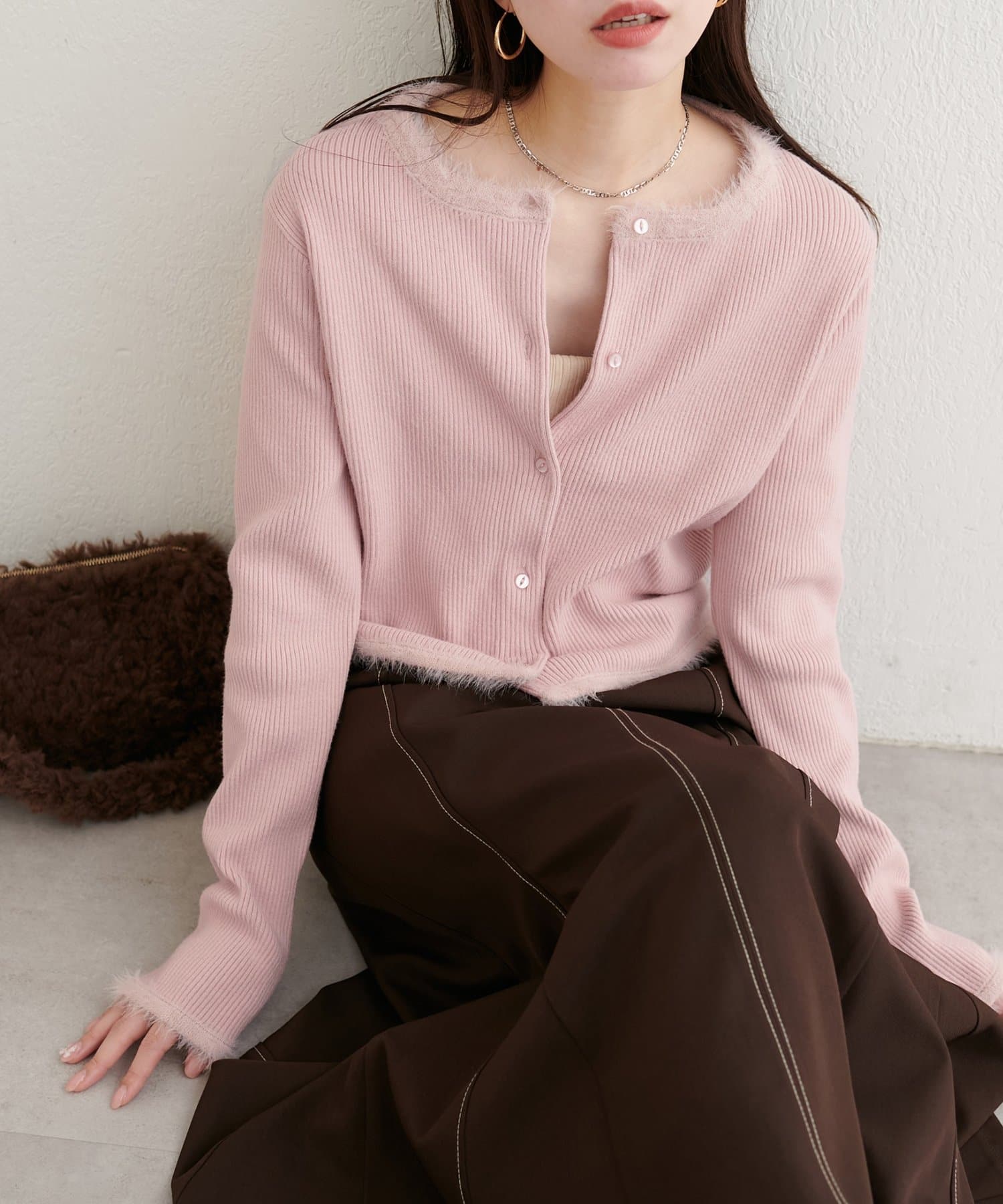 natural couture(ナチュラルクチュール) ニット×フェザーカーディガン