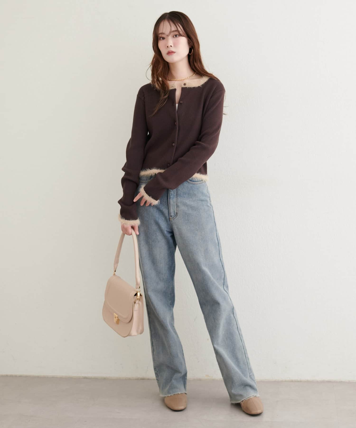 natural couture(ナチュラルクチュール) ニット×フェザーカーディガン
