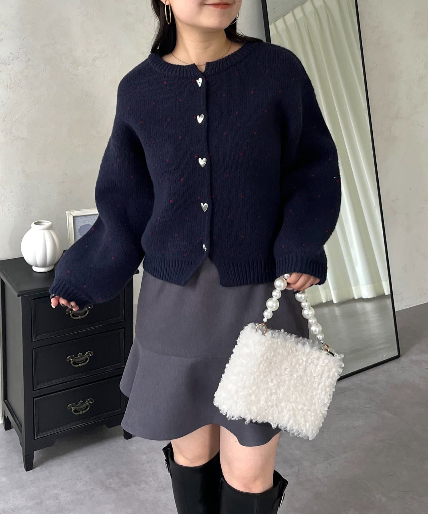 prose verse(プロズヴェール) ハートボタンミニハートカーディガン