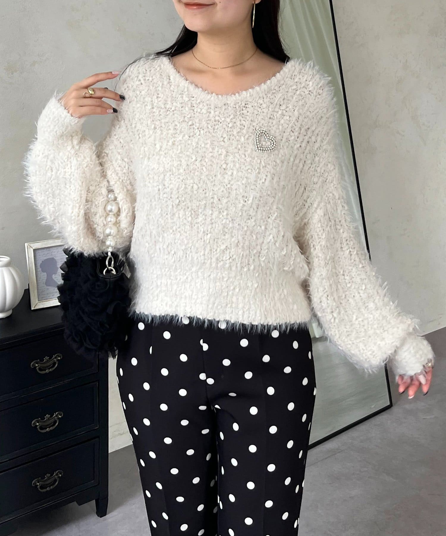 prose verse(プロズヴェール) ポップコーンシャギーVネックニット