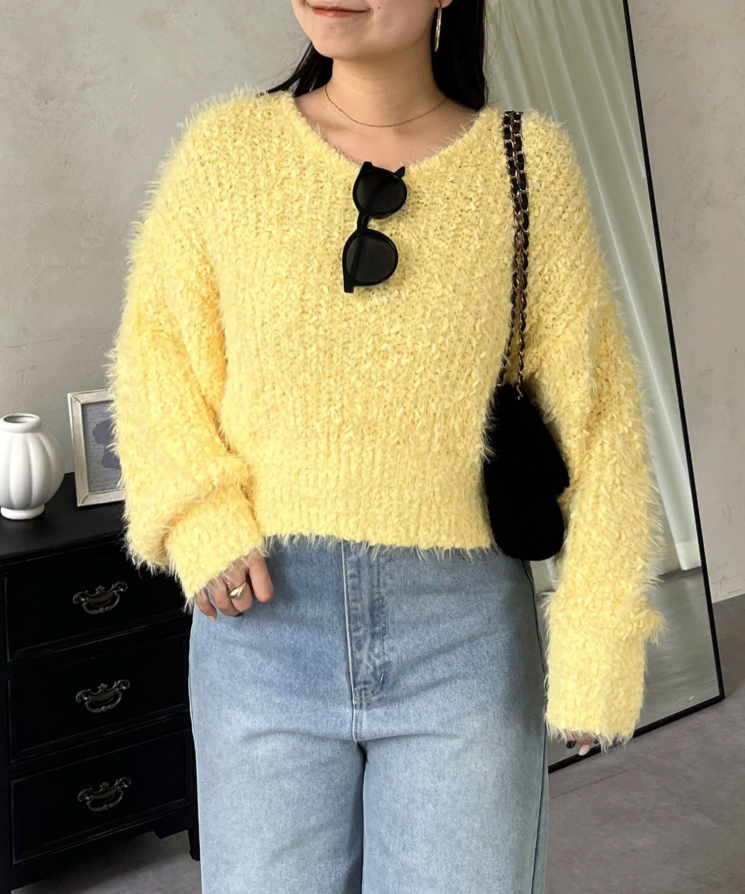 prose verse(プロズヴェール) ポップコーンシャギーVネックニット