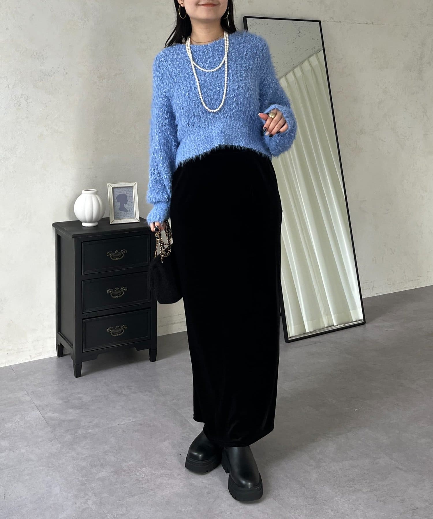 prose verse(プロズヴェール) ポップコーンシャギーVネックニット