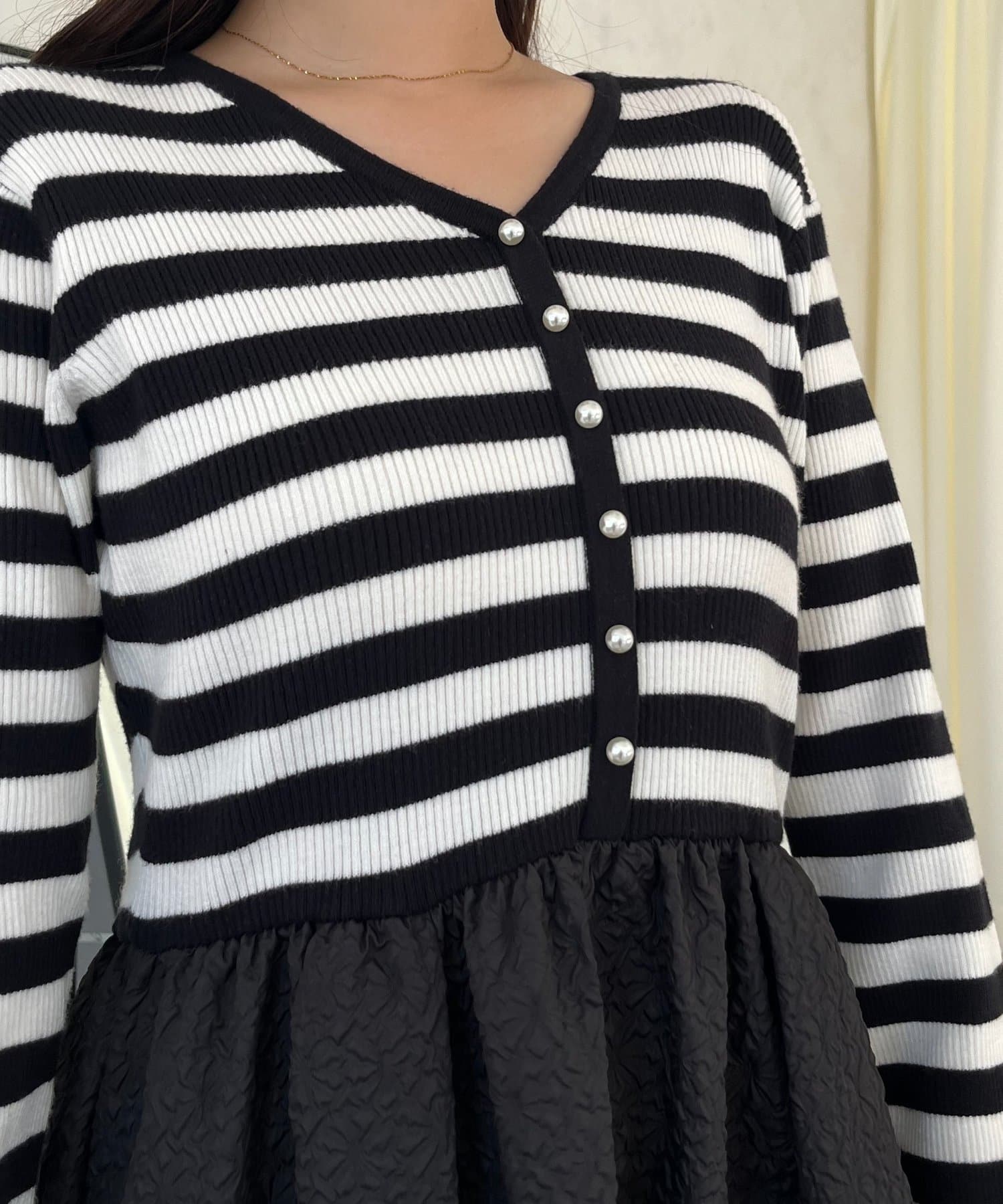 prose verse(プロズヴェール) 【前後2way】パールボタンドッキングフレアワンピース