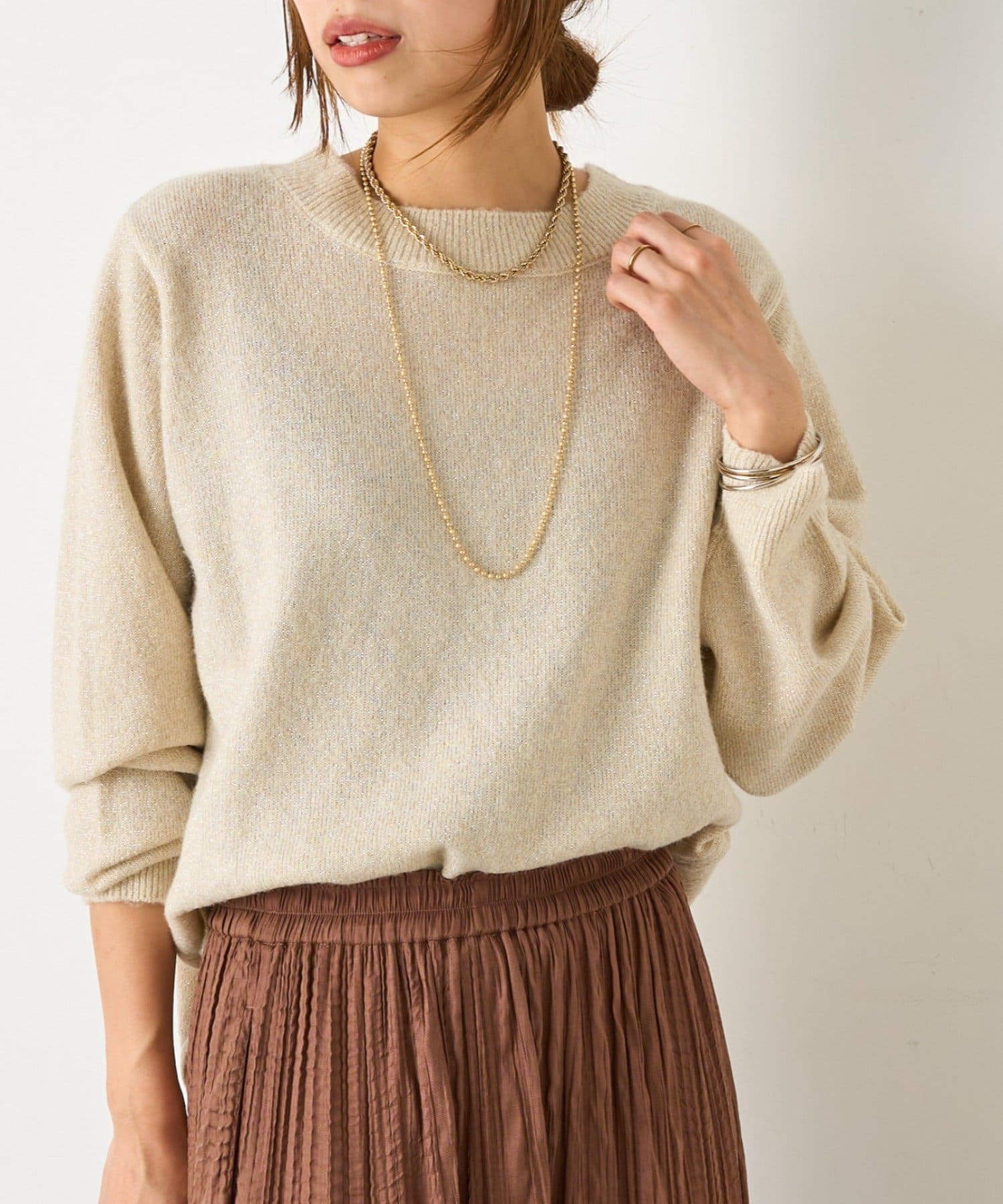 Jena　espace merveilleux(ジェナ　エスパスメルヴェイユ) ラメクルーネックニット