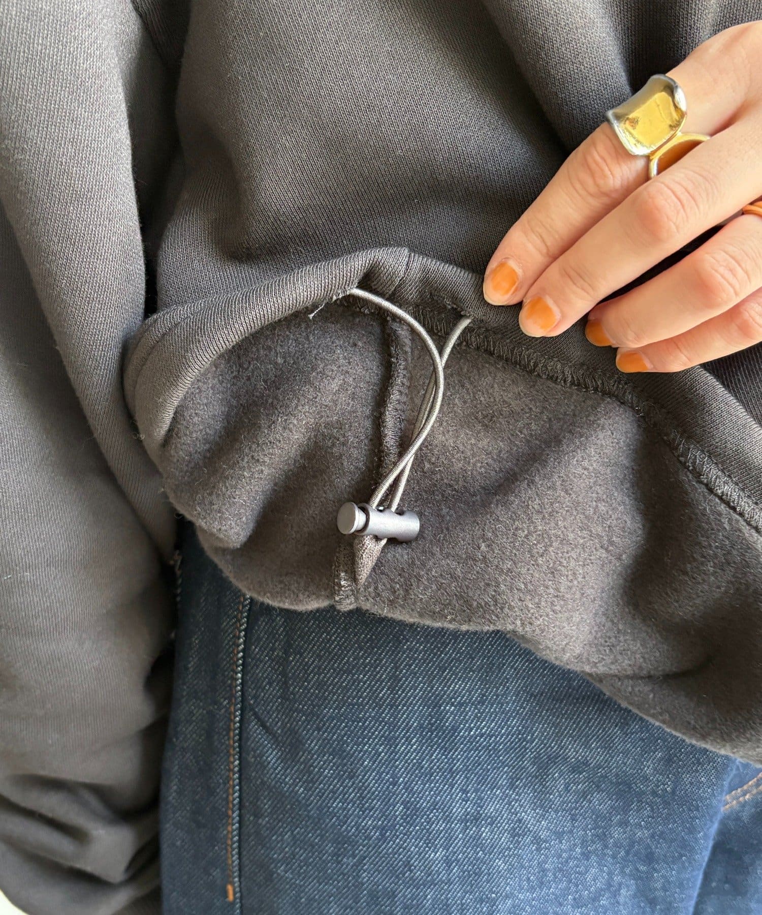 DOUDOU(ドゥドゥ) 裏起毛ドロストハーフジッププルオーバー