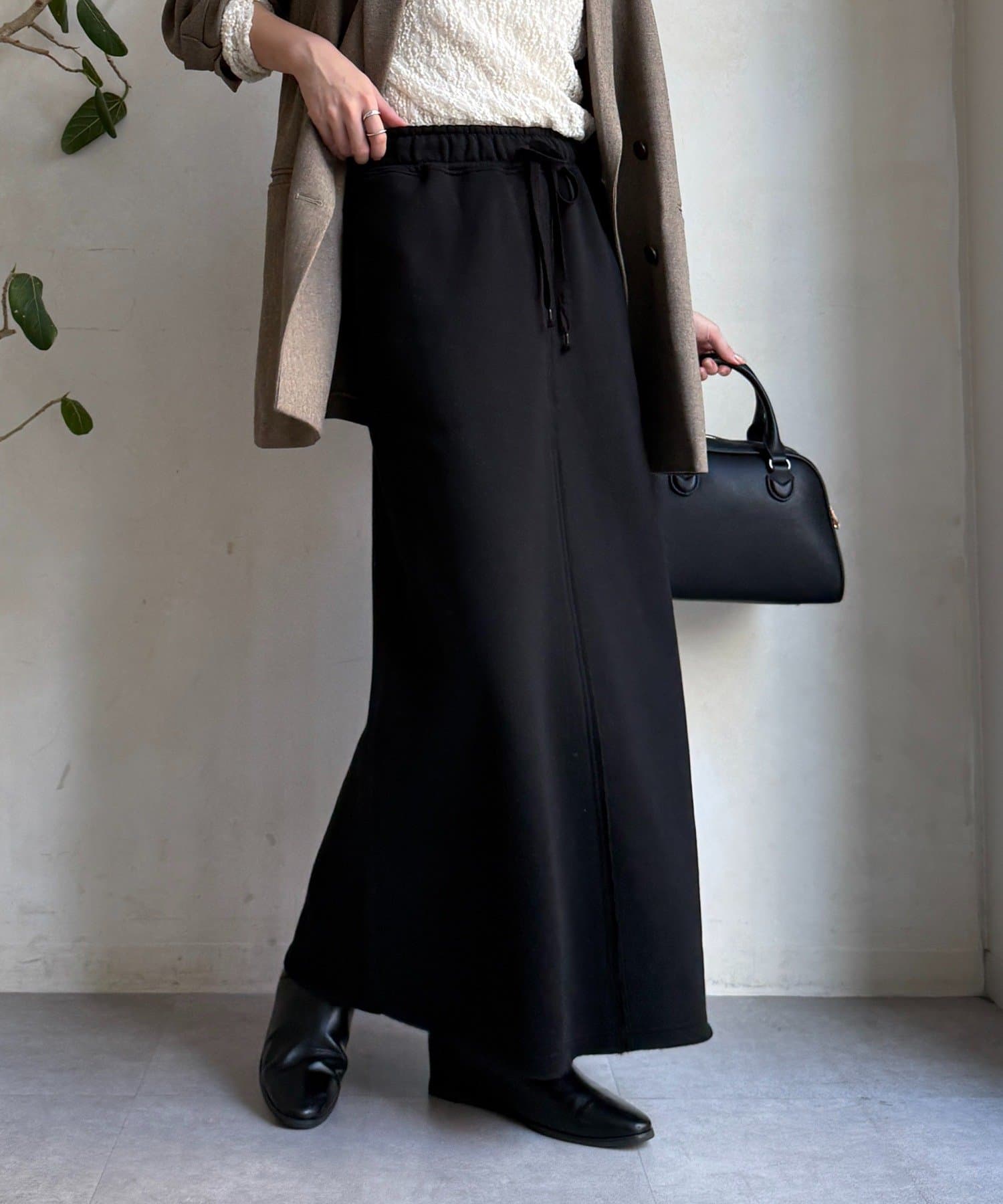 DOUDOU(ドゥドゥ) 裏起毛DD刺繍スカート