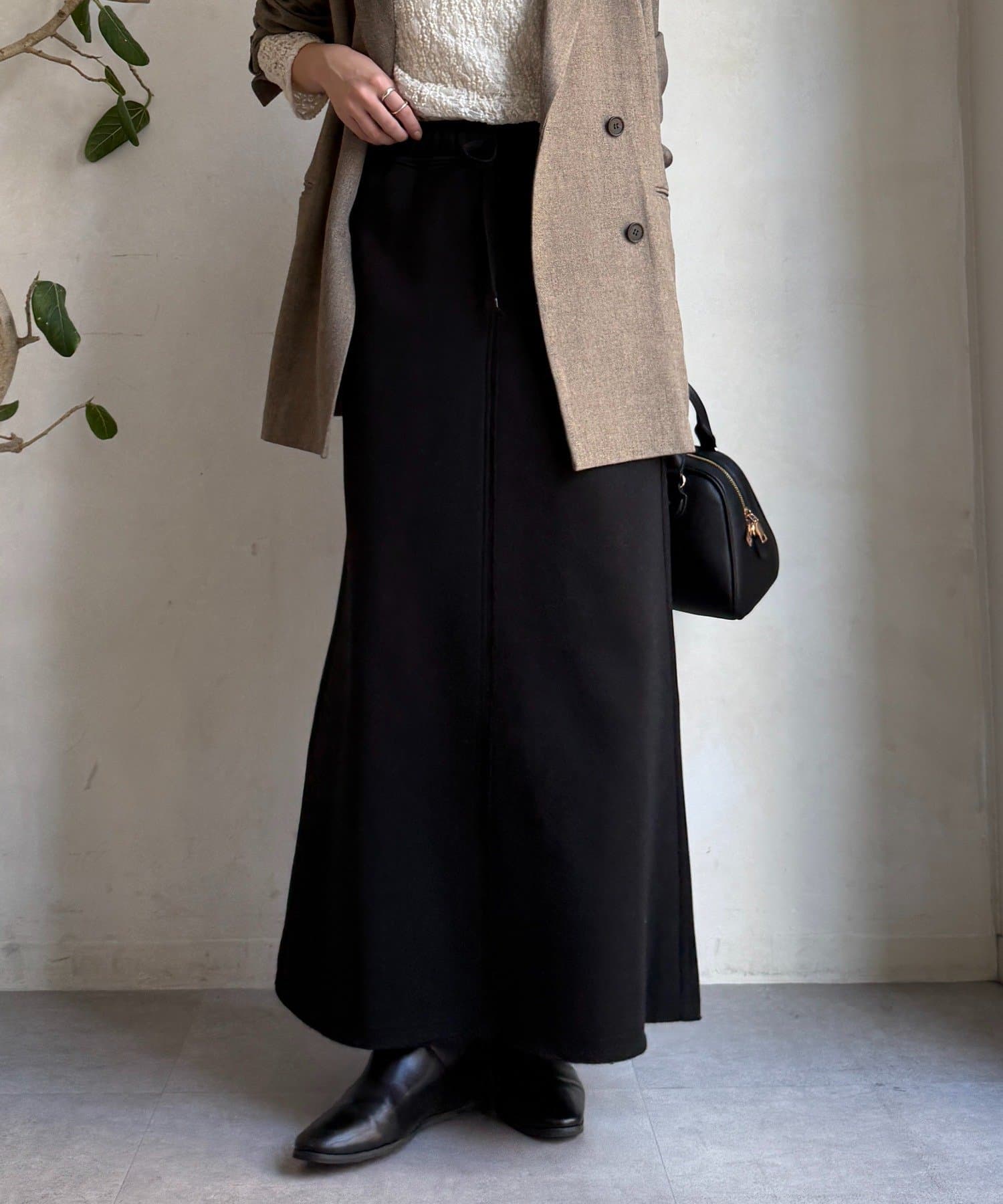 DOUDOU(ドゥドゥ) 裏起毛DD刺繍スカート