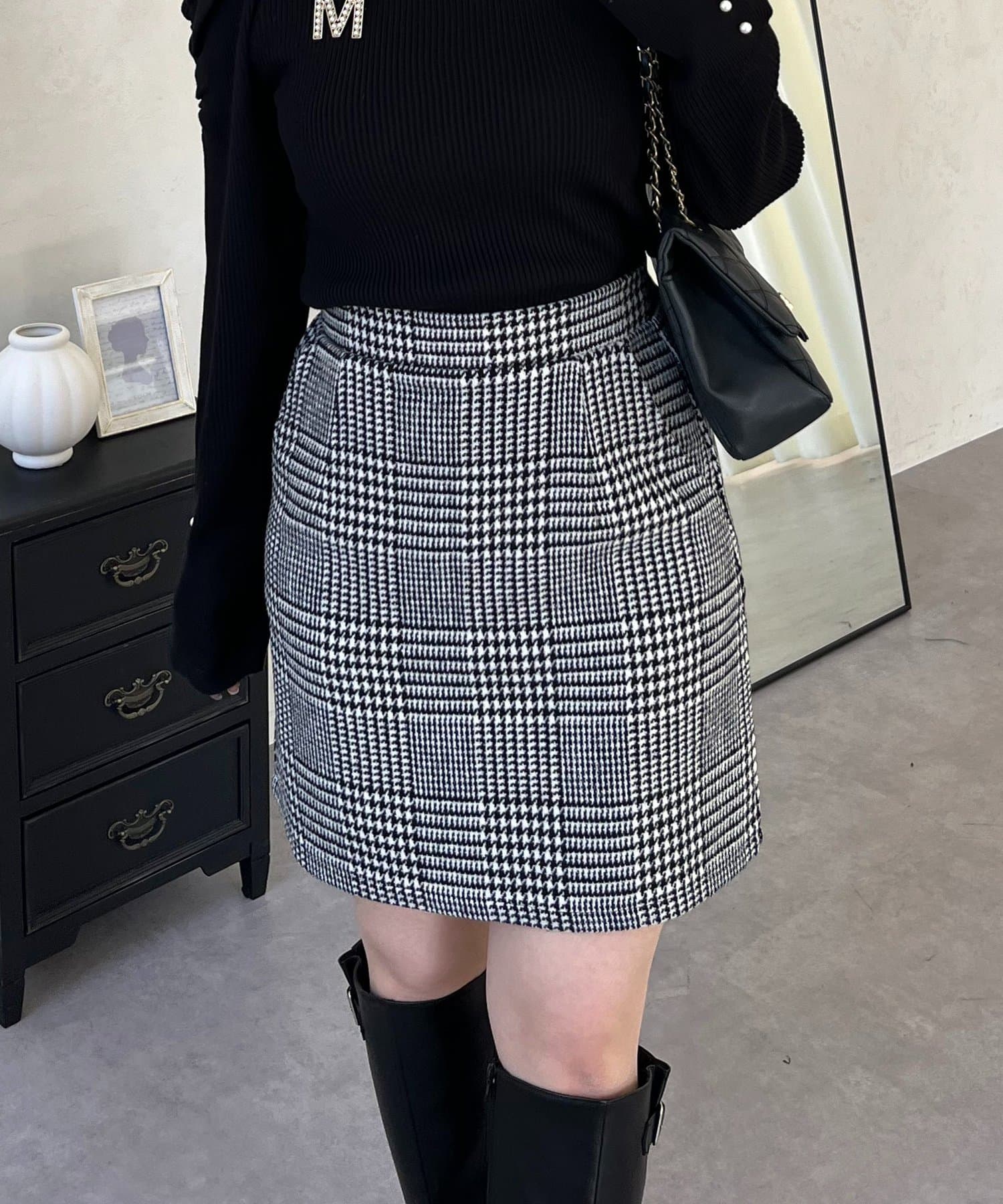 prose verse(プロズヴェール) グレンチェック台形ミニスカート