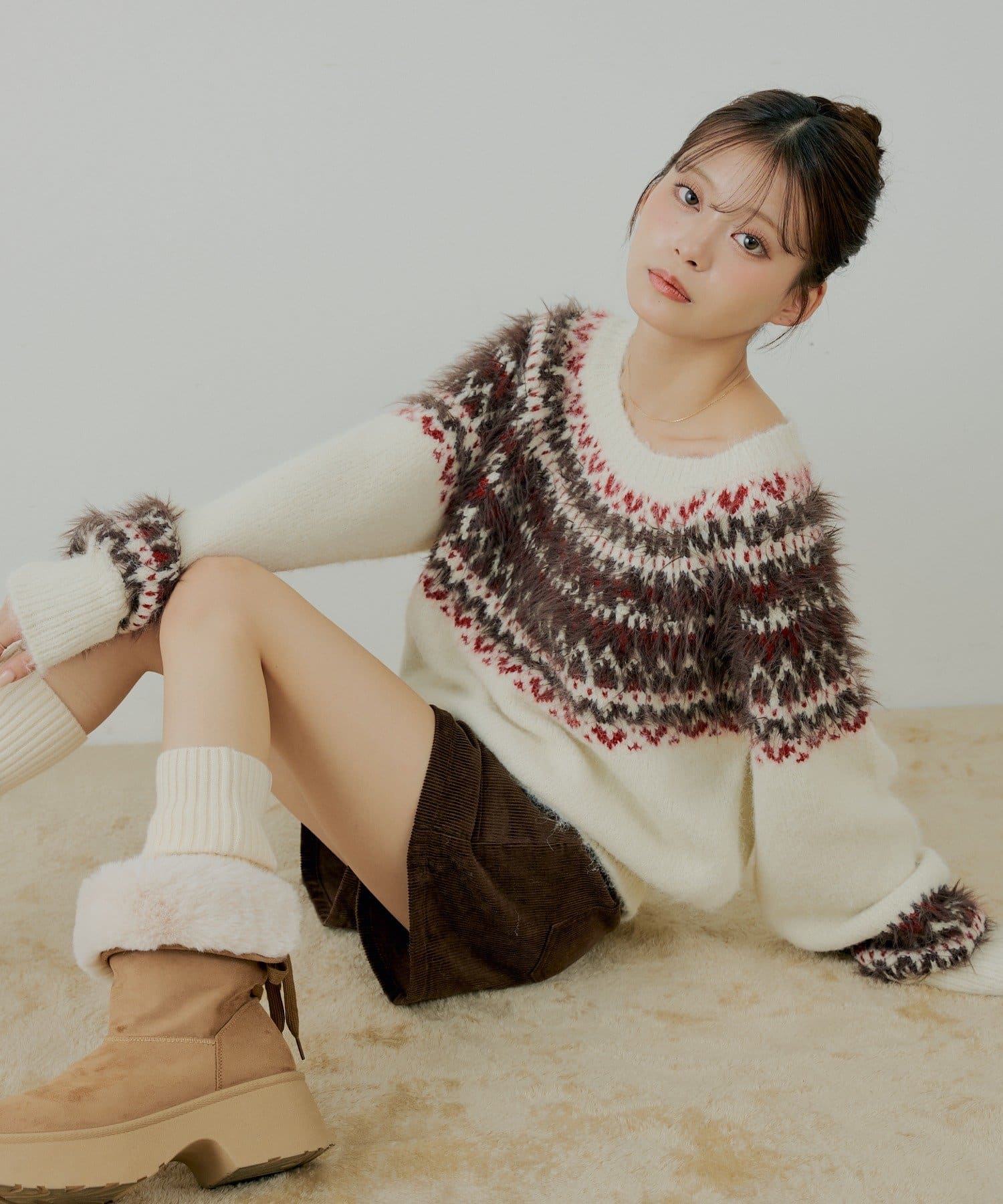 Chico(チコ) 【10/23(木)0時販売】ノルディック柄ルーズニット