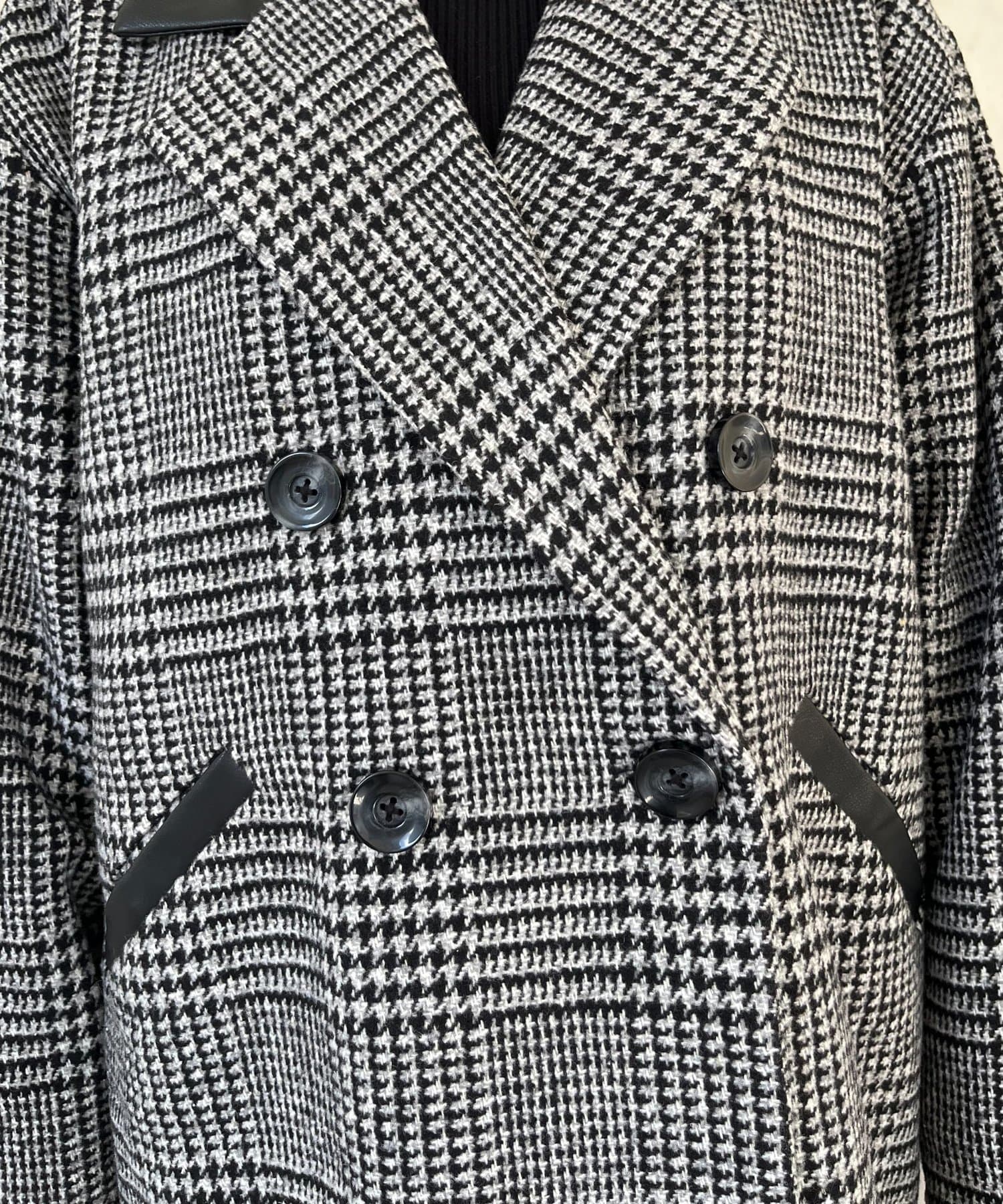 prose verse(プロズヴェール) レザーカラー裏キルティングチェックコート