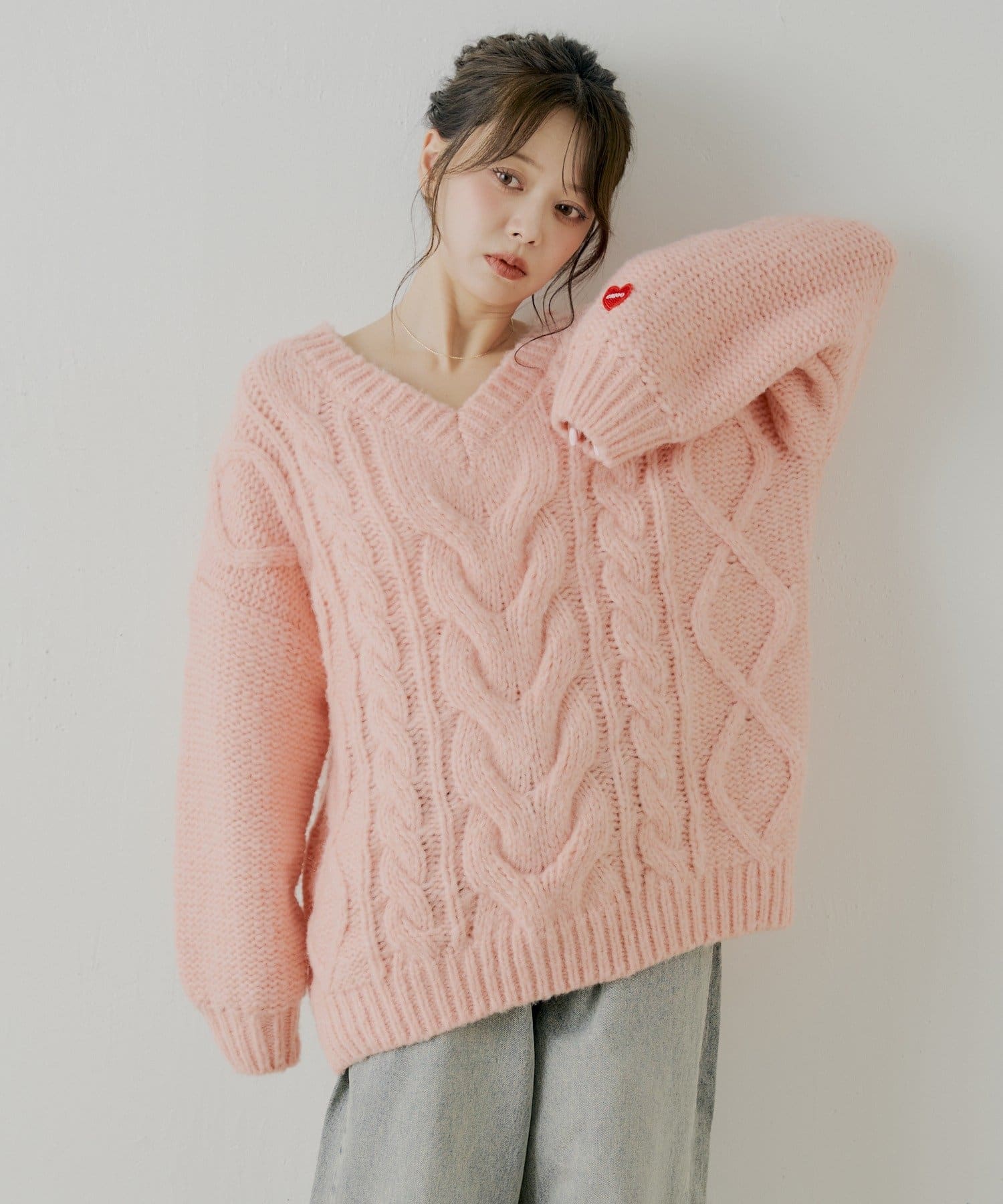 Chico(チコ) ケーブルVルーズニットワンピース