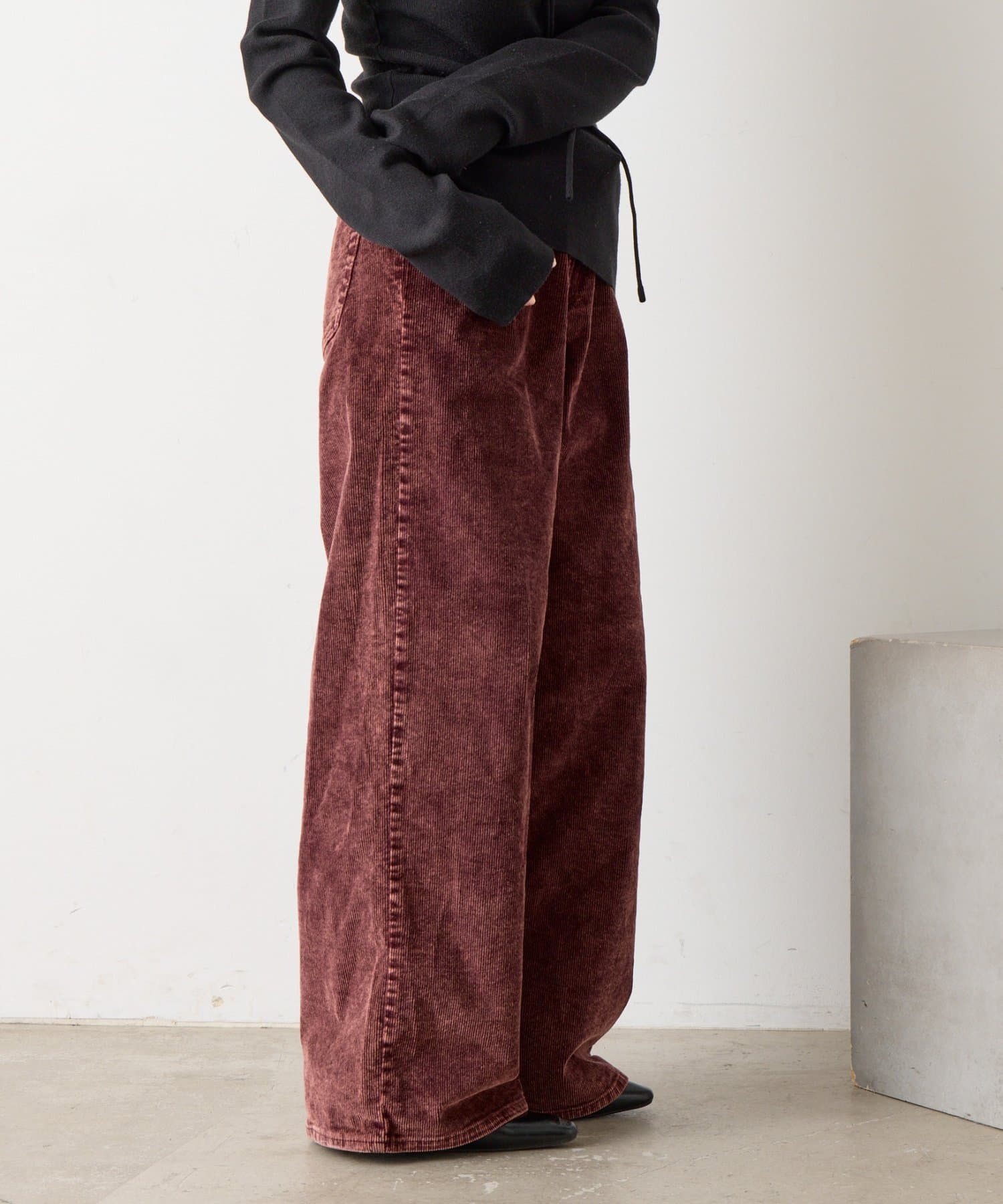 -goocy-(グーシー) 加工コーデュロイワイドストレートパンツ