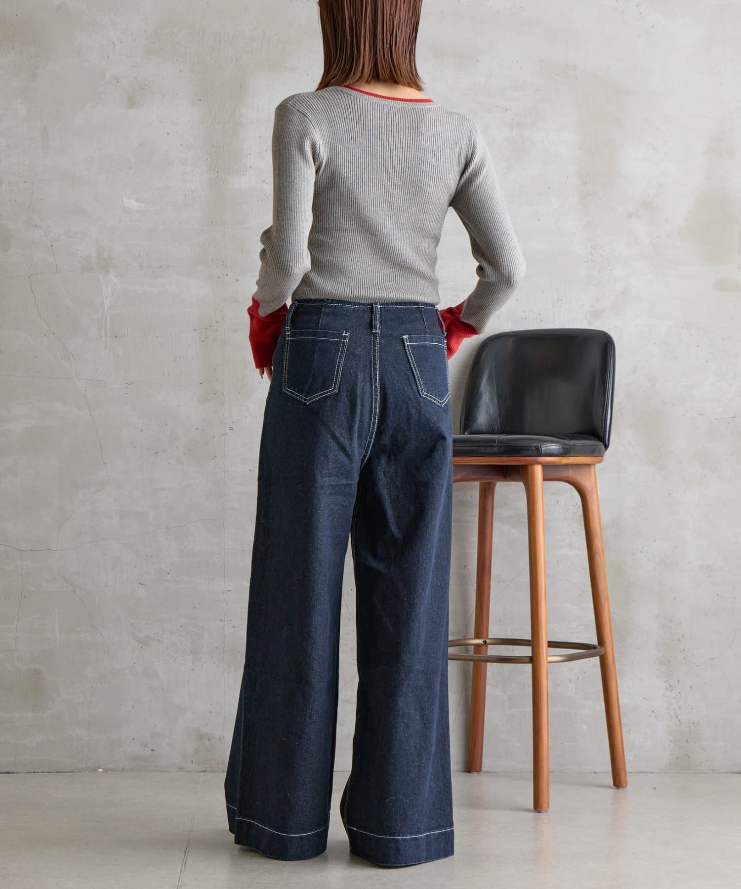 -goocy-(グーシー) デニムタックワイドパンツ