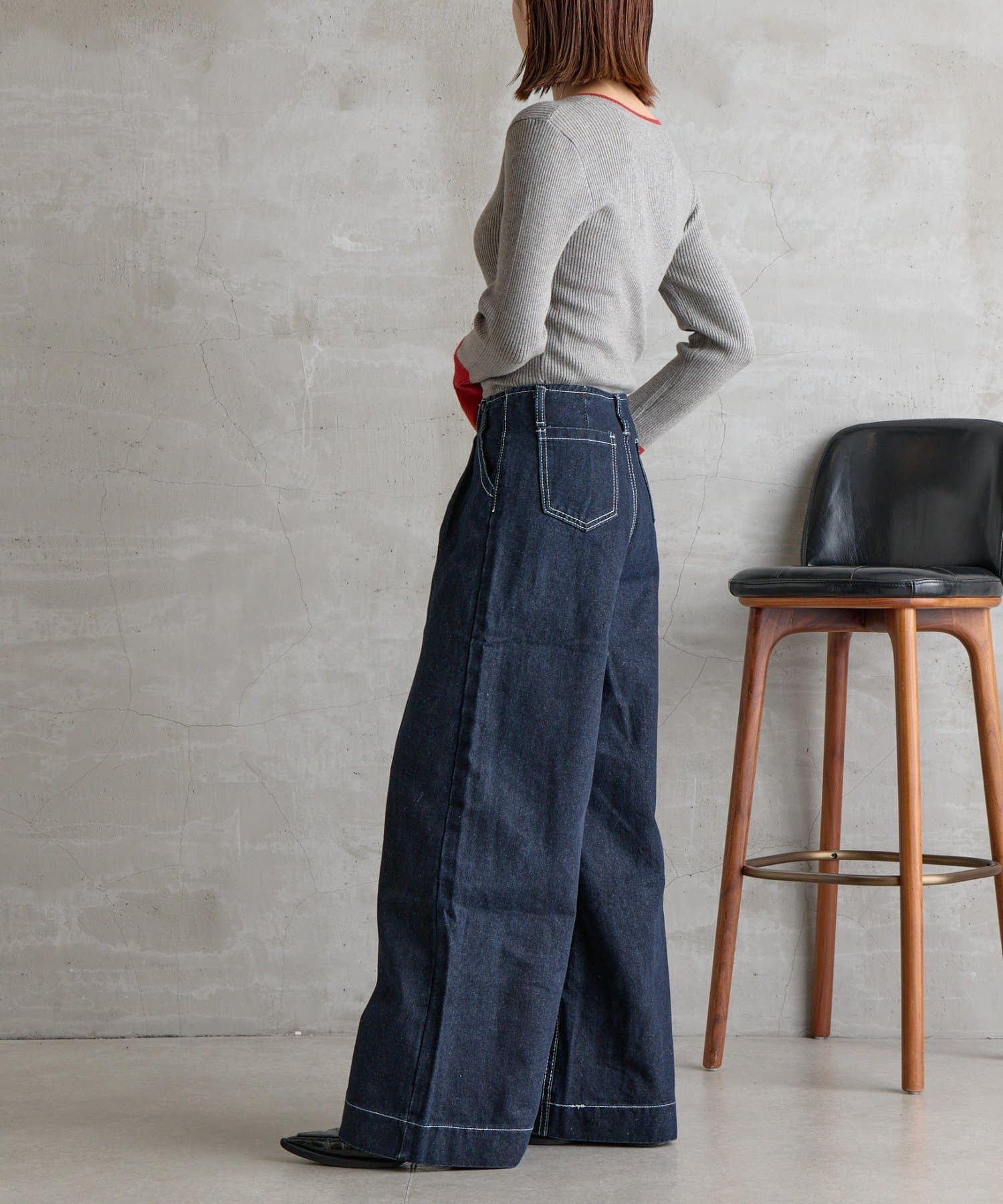 -goocy-(グーシー) デニムタックワイドパンツ