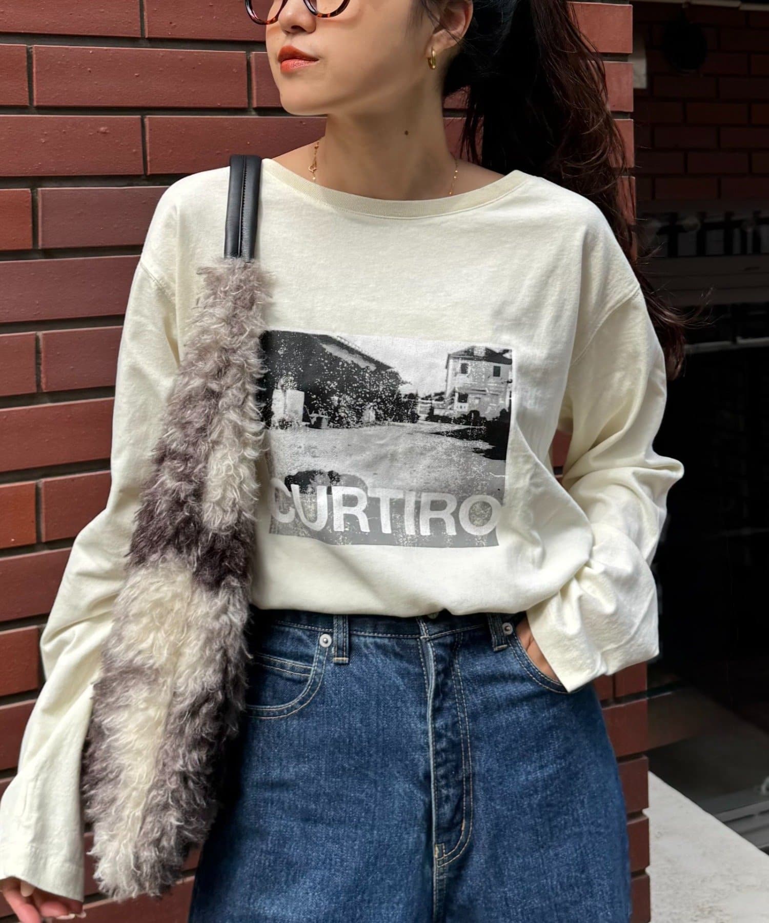 CIAOPANIC TYPY(チャオパニックティピー) クロップド丈ピグメントフォトプリントTee