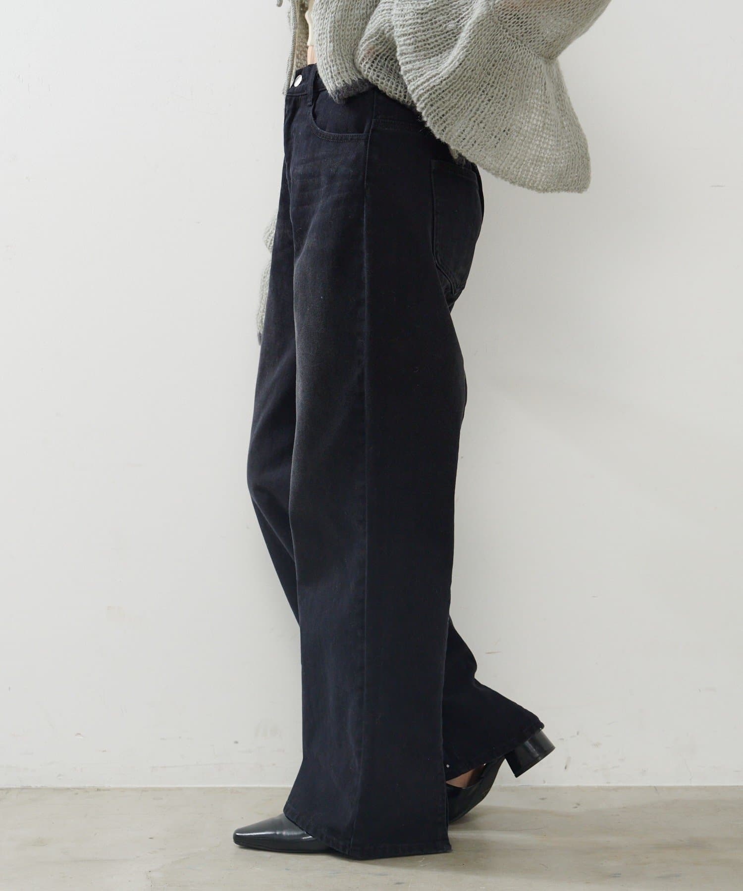 2サイズ展開/低身長サイズ】ストレートバックベルトデニムパンツ