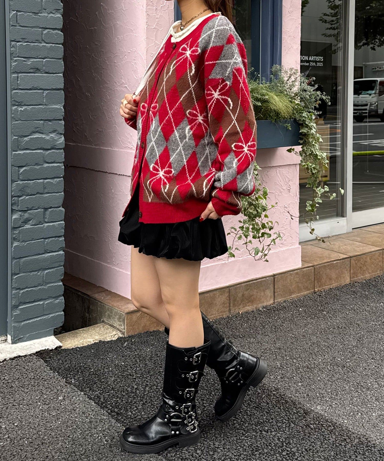 CIAOPANIC(チャオパニック) リボンアーガイルニットカーディガン