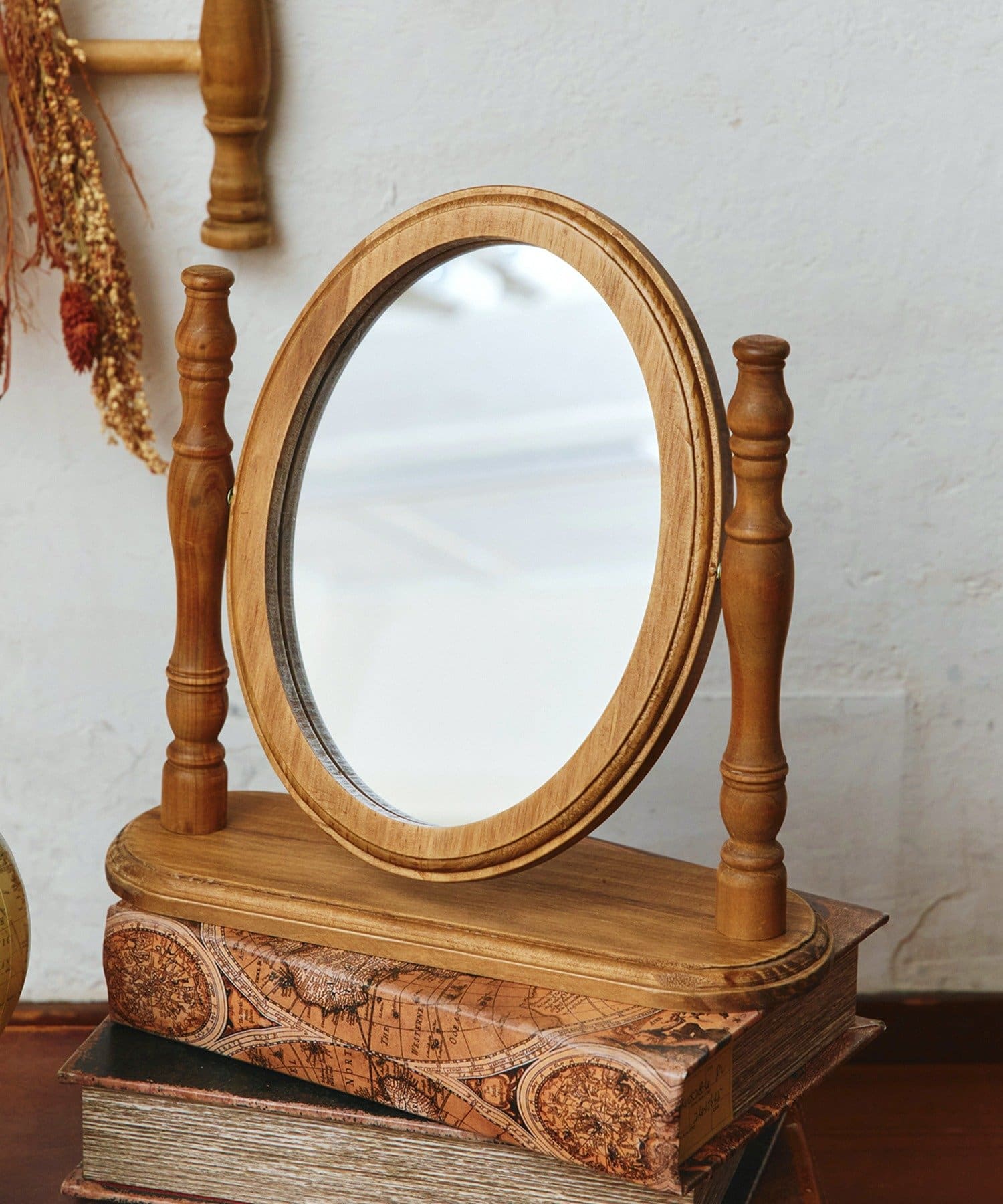 salut!(サリュ) アンティークオーバル卓上ミラー