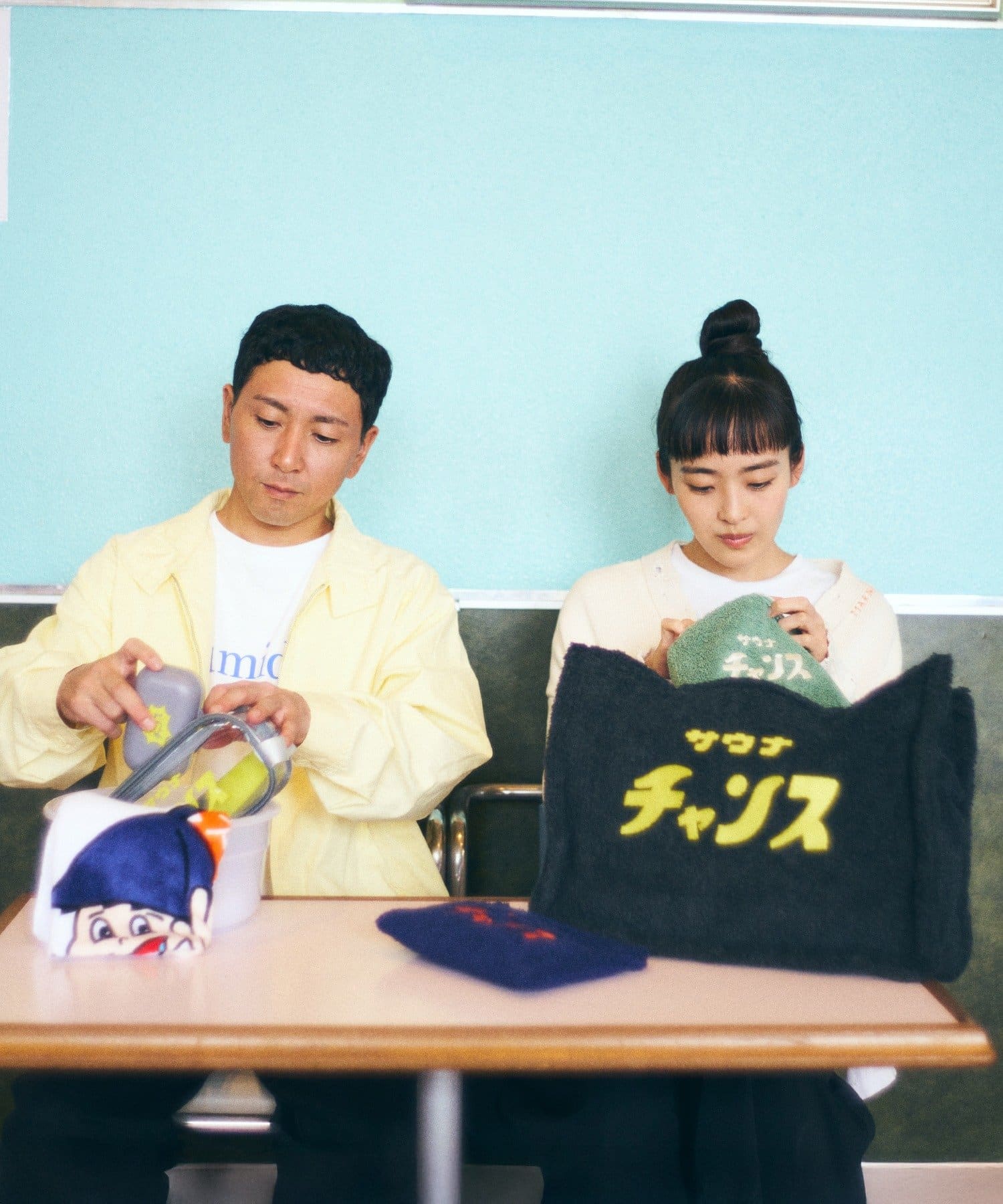 3COINS(スリーコインズ) リサイクルコットン混ポーチ／サウナイキタイ