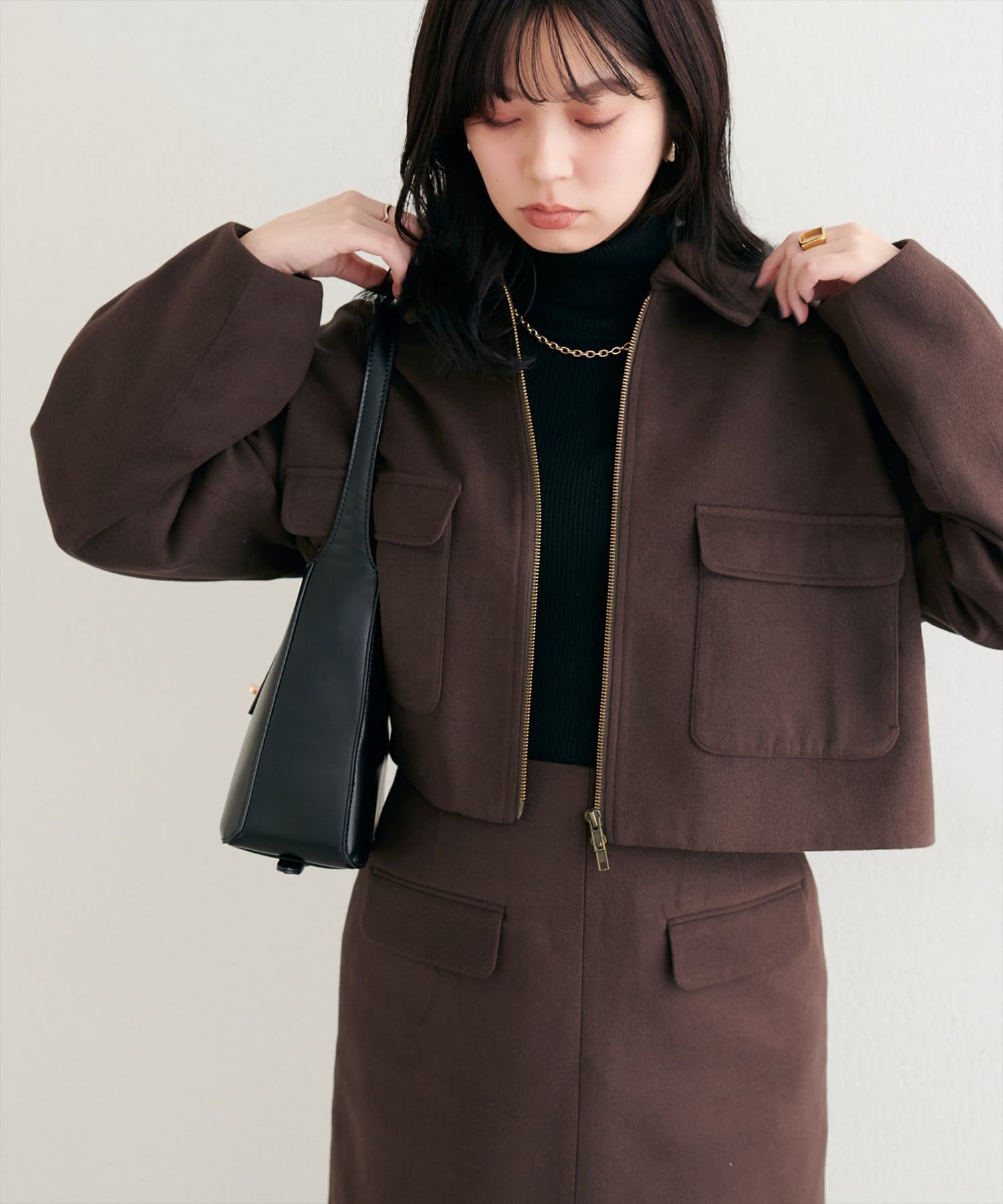 natural couture(ナチュラルクチュール) 衿つきWzipジャケット
