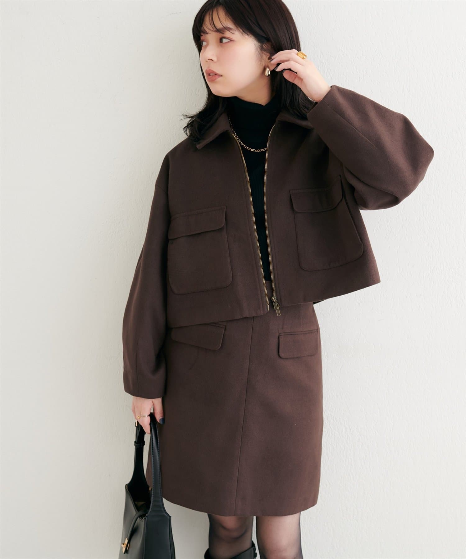 natural couture(ナチュラルクチュール) 衿つきWzipジャケット