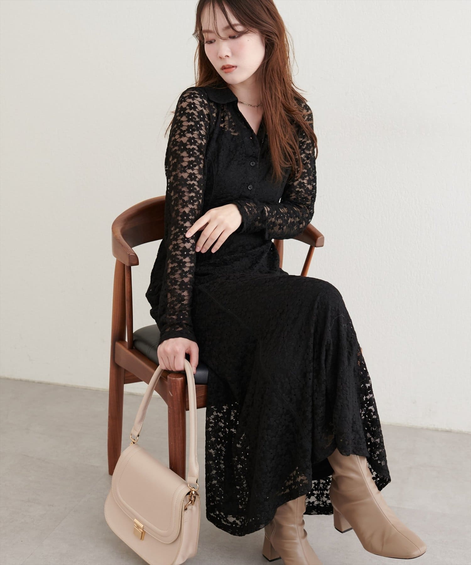 natural couture(ナチュラルクチュール) 【WEB限定】総レースマーメイドワンピース