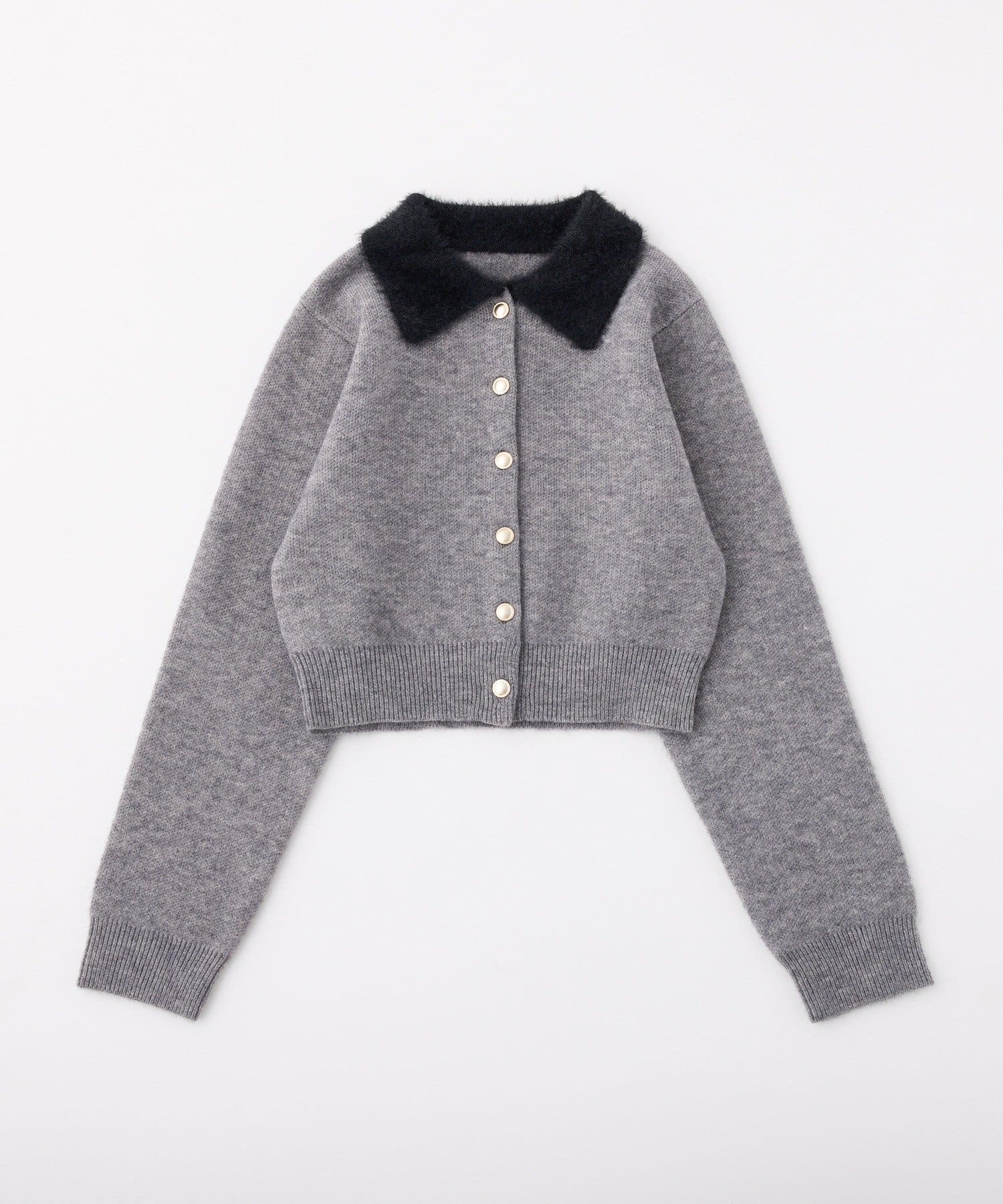 one after another NICE CLAUP(ワンアフターアナザー ナイスクラップ) シャギー襟配色ポロニット