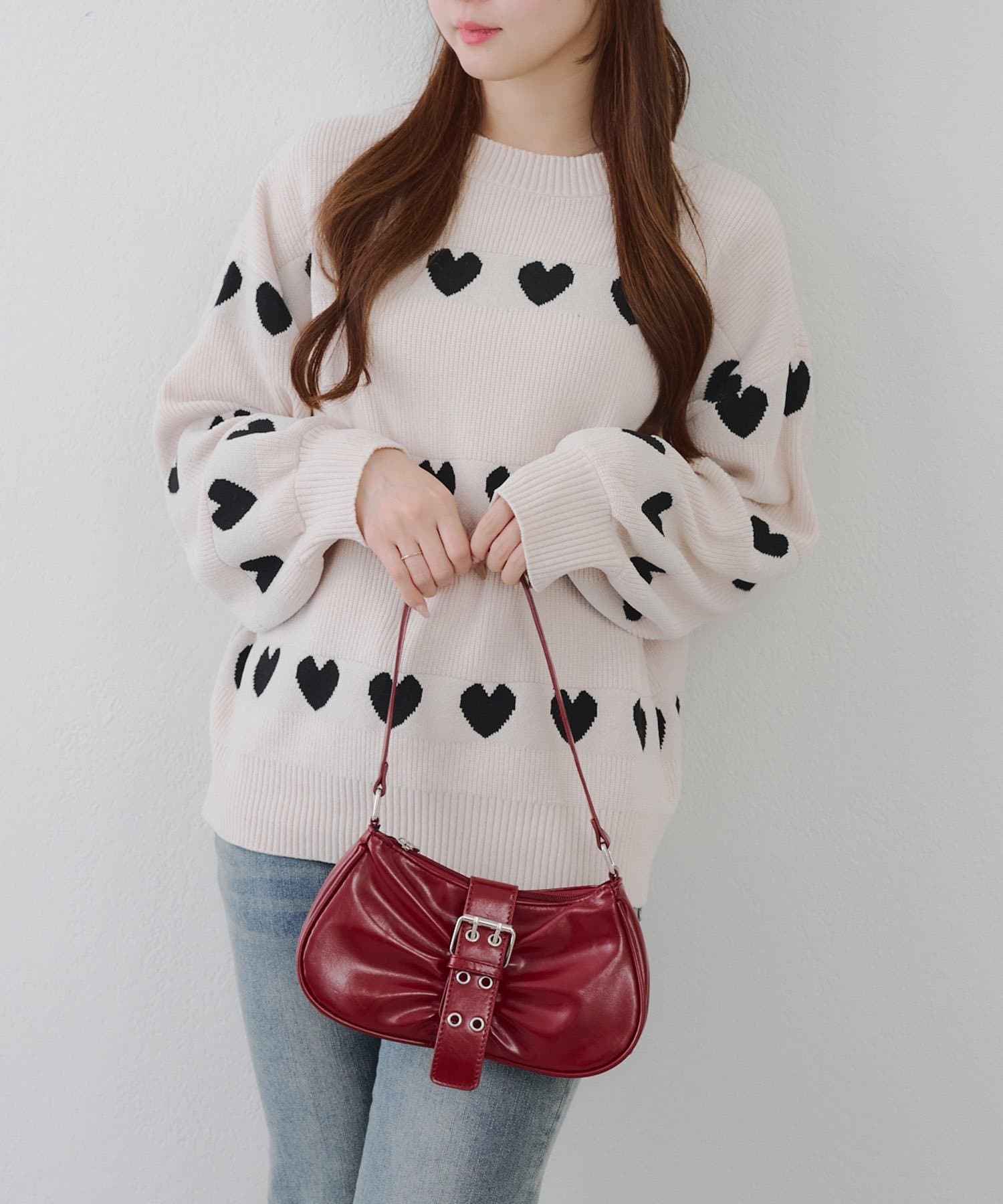 RMAF】ベロアモールたっぷりハートニット | NICE CLAUP / OLIVE des