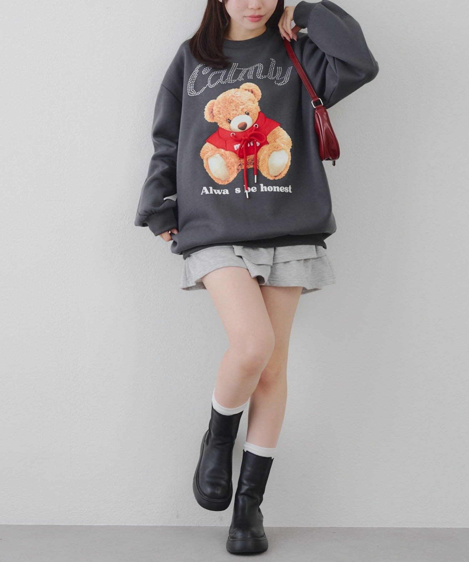 NICE CLAUP / OLIVE des OLIVE OUTLET(ナイスクラップ  / オリーブ デ オリーブ アウトレット) 【RMAF】キラキラロゴクマ裏起毛スウェット
