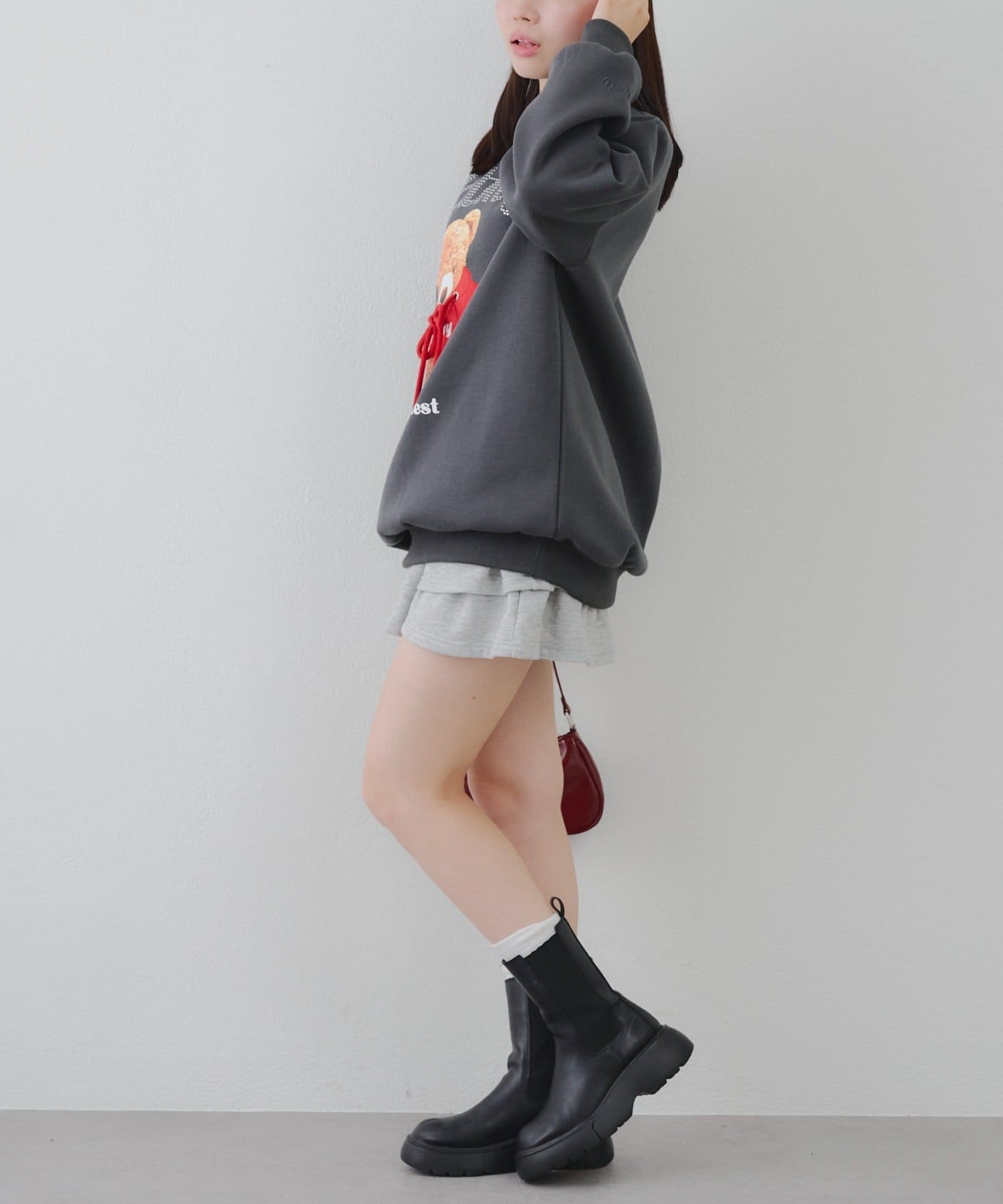 NICE CLAUP / OLIVE des OLIVE OUTLET(ナイスクラップ  / オリーブ デ オリーブ アウトレット) 【RMAF】キラキラロゴクマ裏起毛スウェット