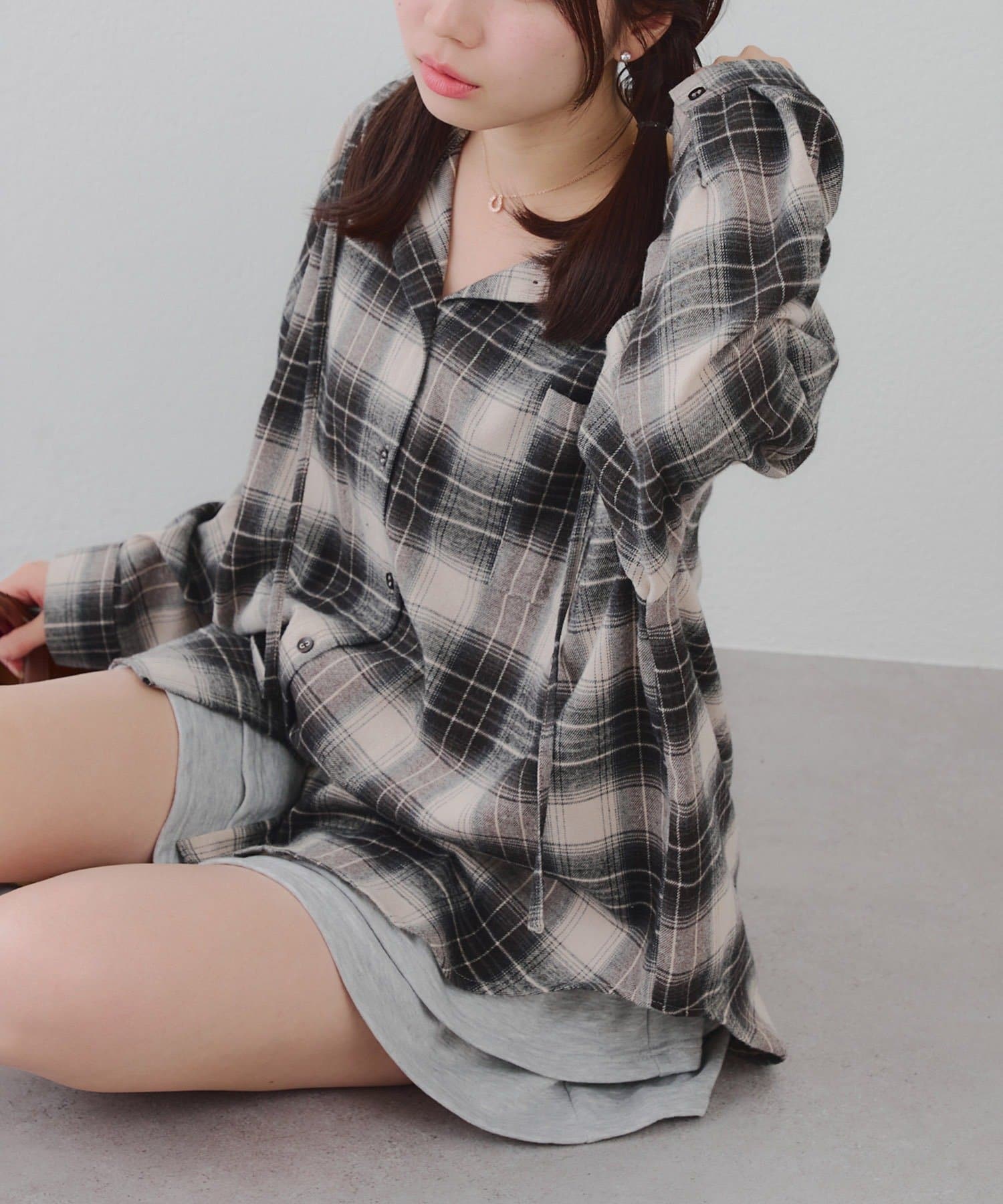 チェックフードシャツパーカー | NICE CLAUP / OLIVE des OLIVE OUTLET