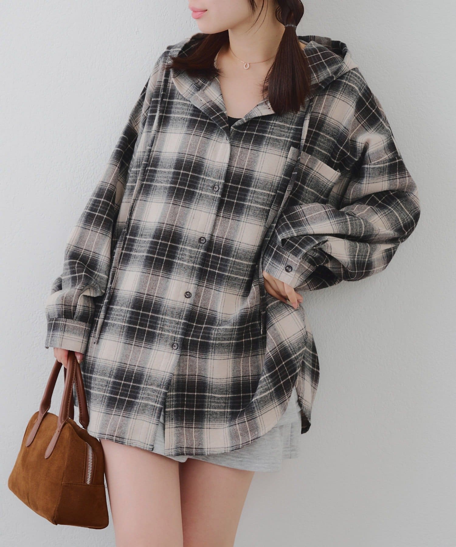 チェックフードシャツパーカー | NICE CLAUP / OLIVE des OLIVE OUTLET