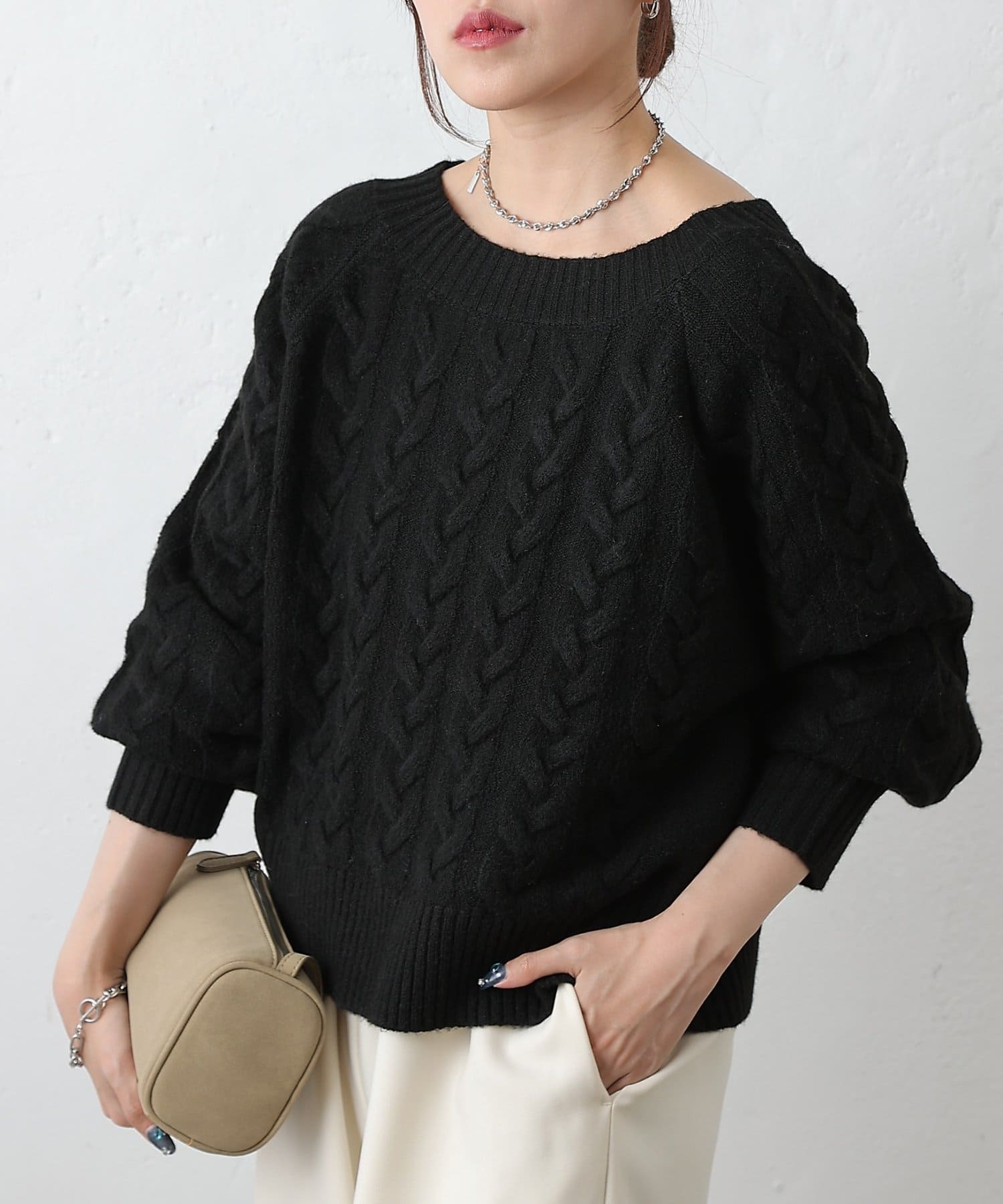 COLONY 2139(コロニー トゥーワンスリーナイン) 起毛ケーブルニットプルオーバー