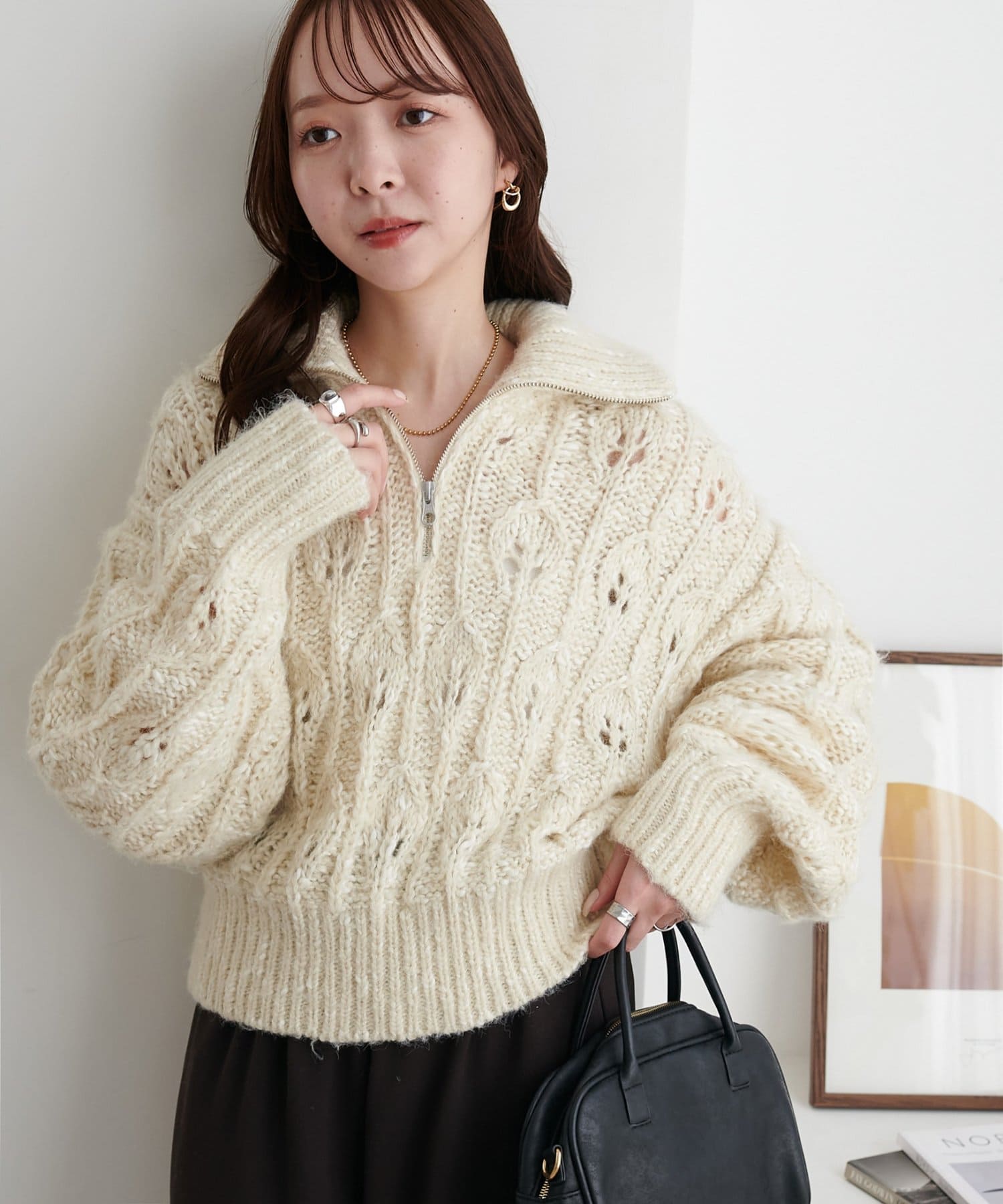 DISCOAT(ディスコート) ケーブルハーフジッププルオーバー