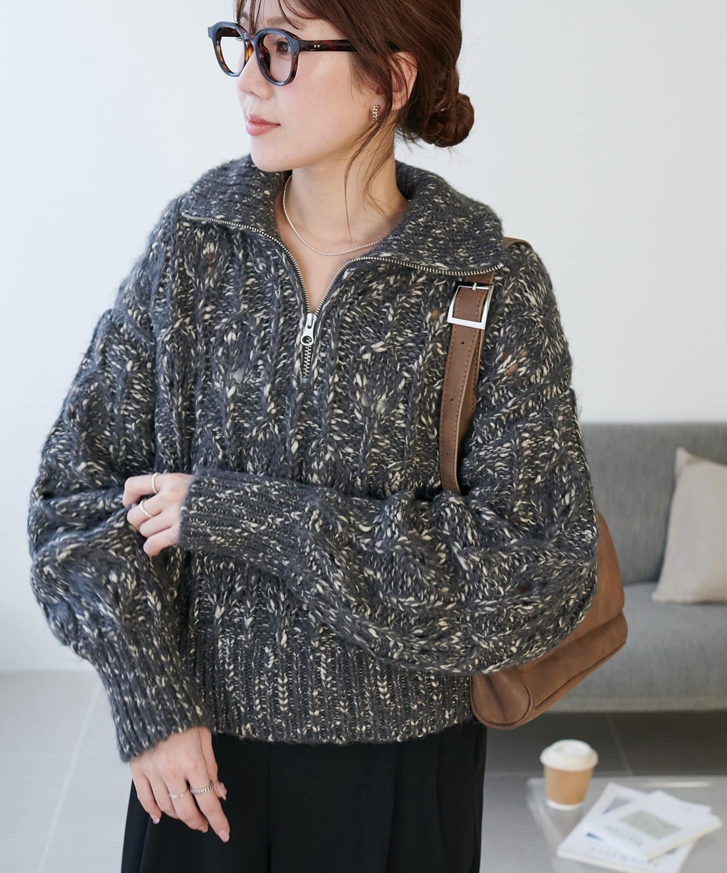 DISCOAT(ディスコート) ケーブルハーフジッププルオーバー