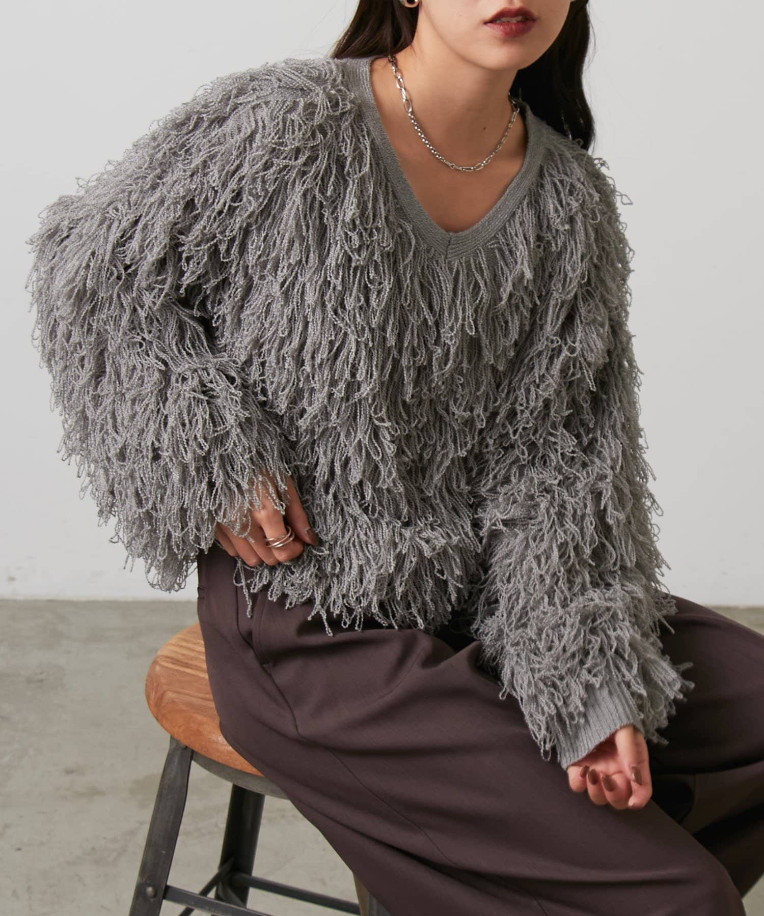 COLONY 2139(コロニー トゥーワンスリーナイン) 【WEB限定】2WAYループフリンジニット