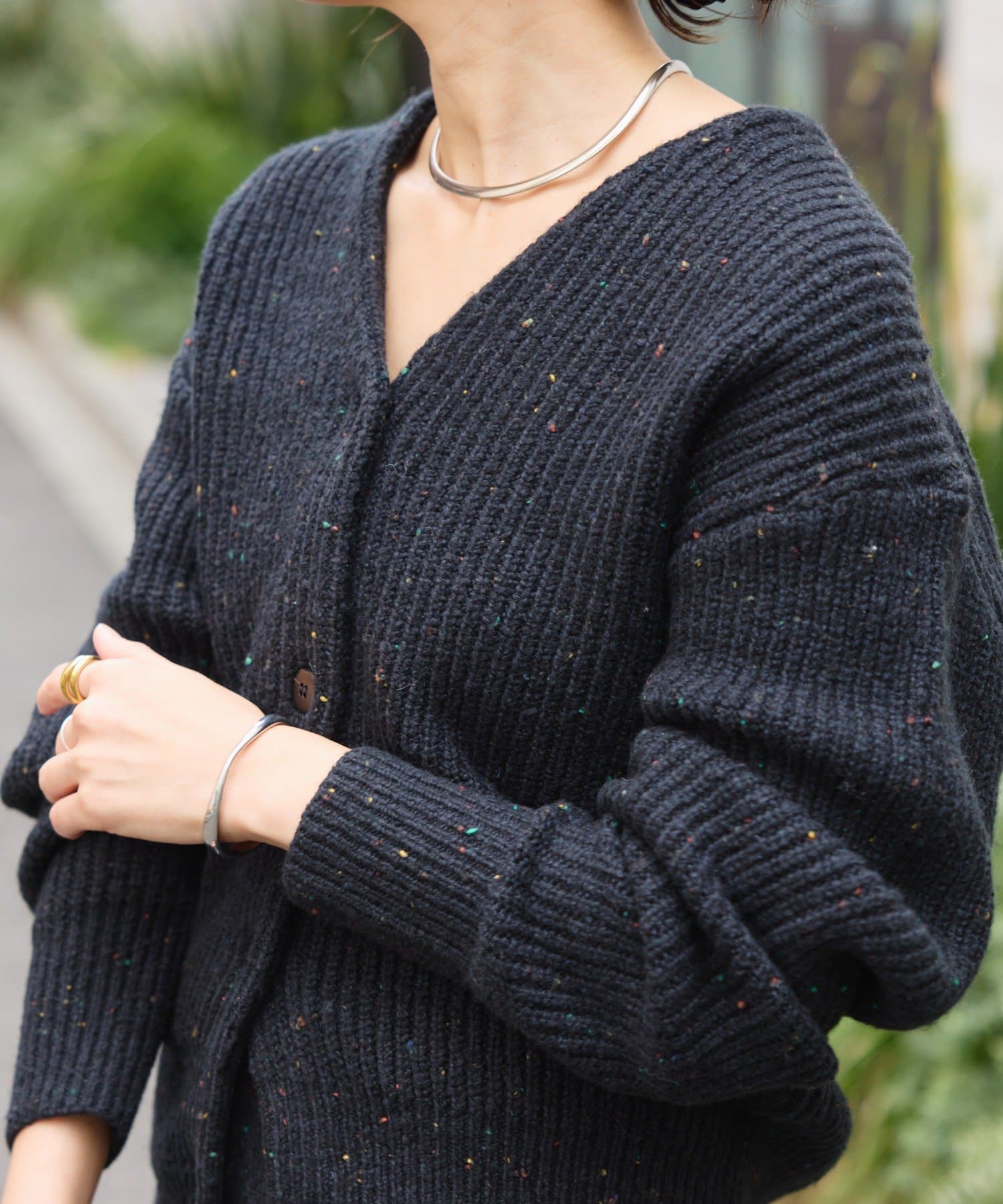 RIVE DROITE(リヴドロワ) 予約【キャッチーな素材感】ブークレーヤーンカーディガン