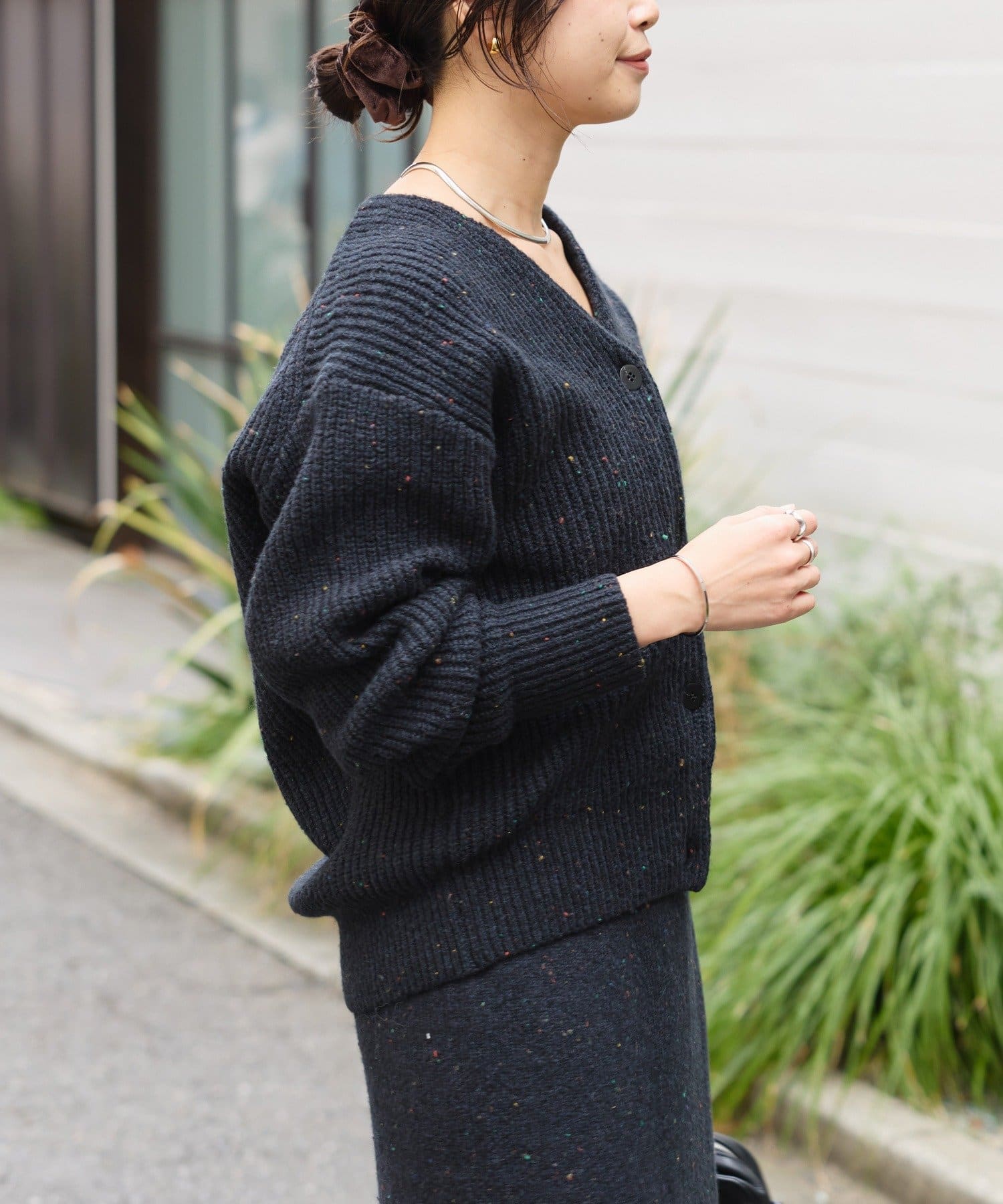 RIVE DROITE(リヴドロワ) 予約【キャッチーな素材感】ブークレーヤーンカーディガン