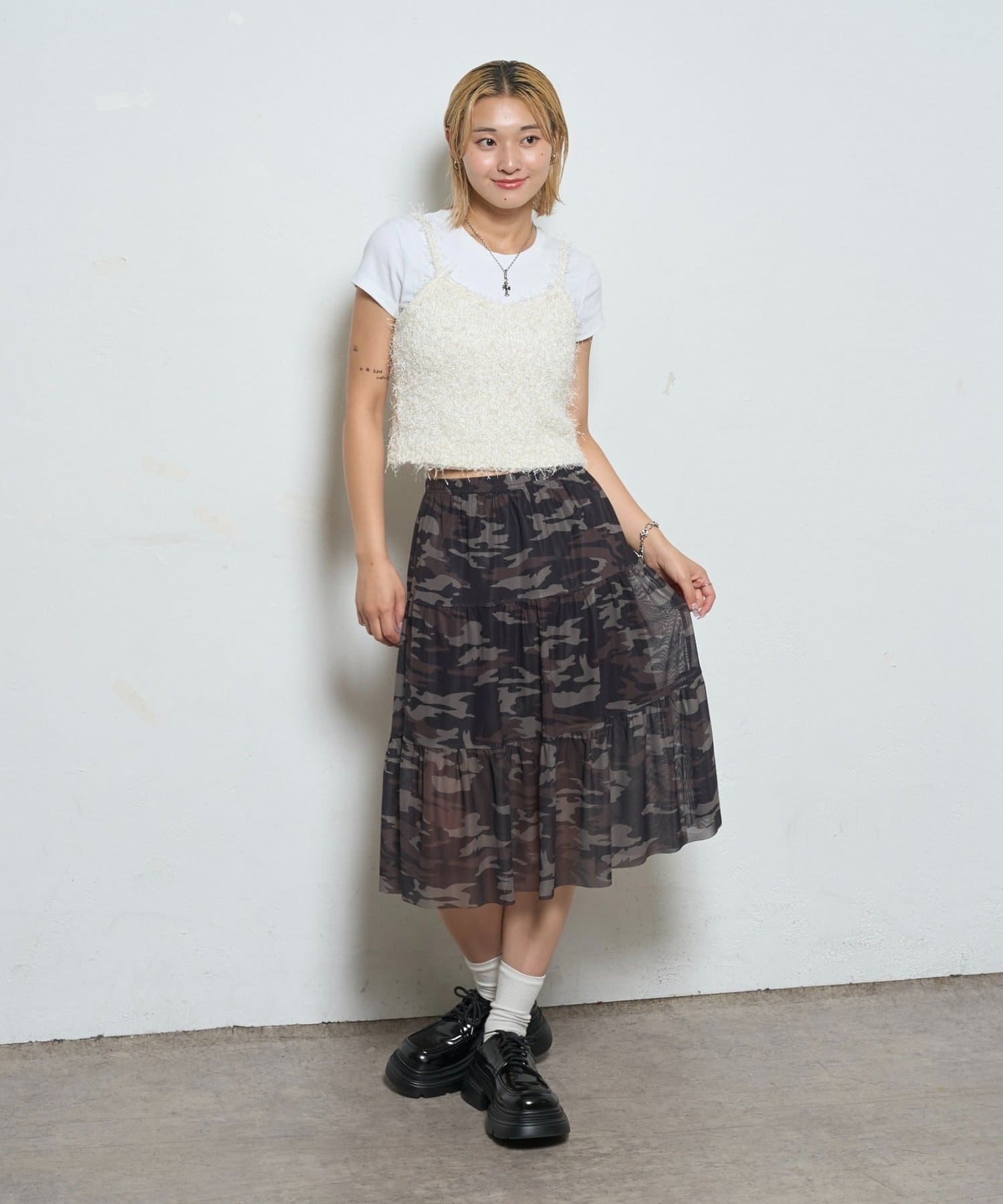 OUTLET(アウトレット) 【WHO'S WHO gallery】メッシュミドルスカート