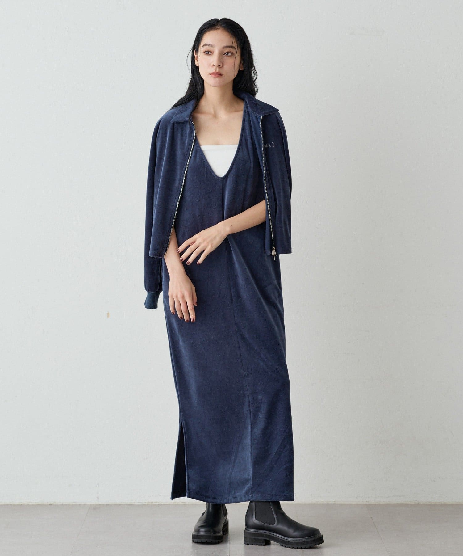 earthy_】コットンベロアW zipカーディガン | OUTLET(アウトレット