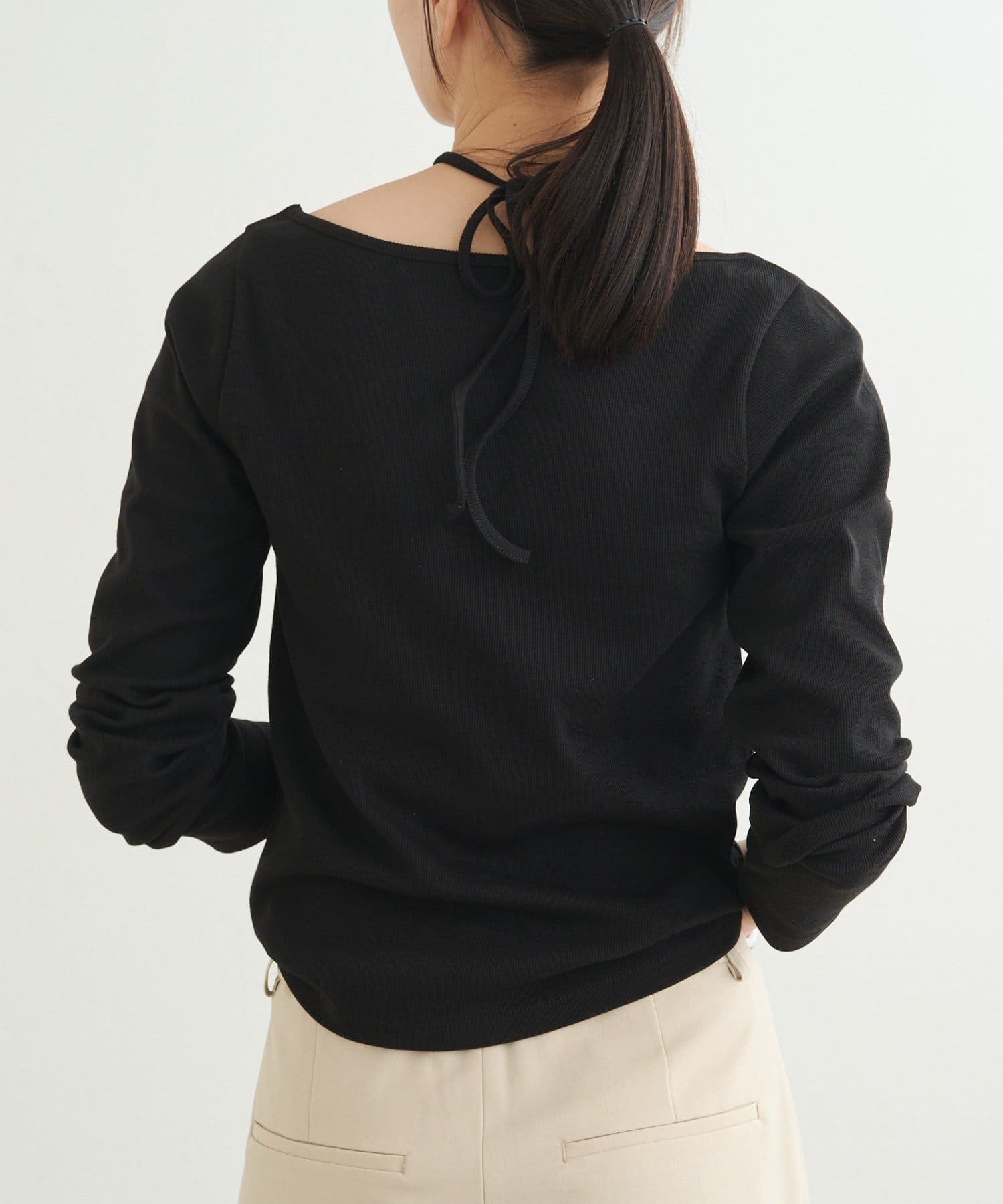 OUTLET(アウトレット) 【earthy_】リブハートネックホルタートップス