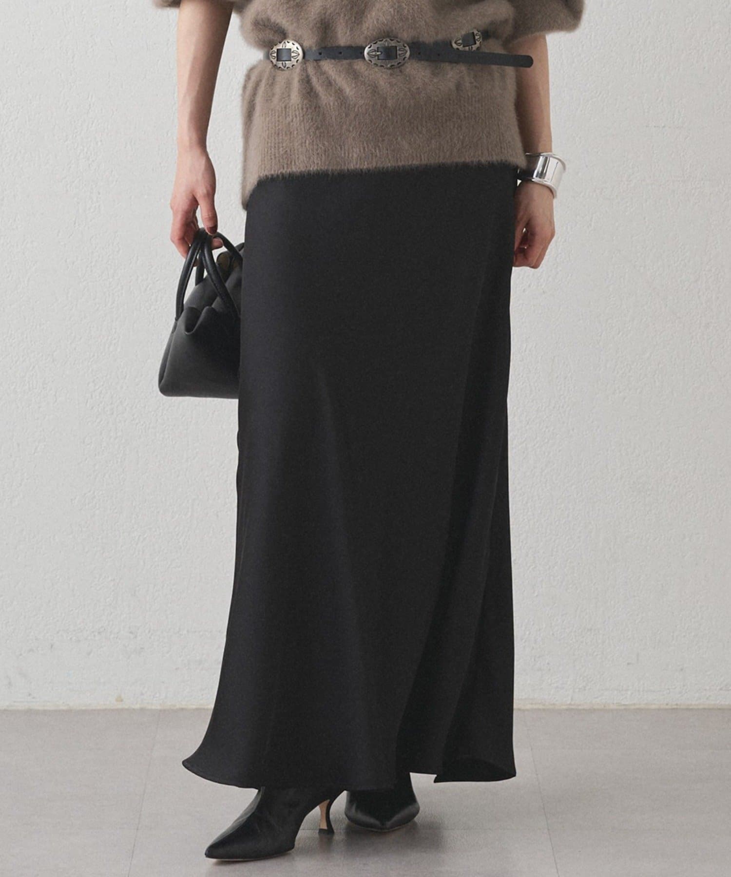 OUTLET(アウトレット) 【Loungedress】サテンナロースカート