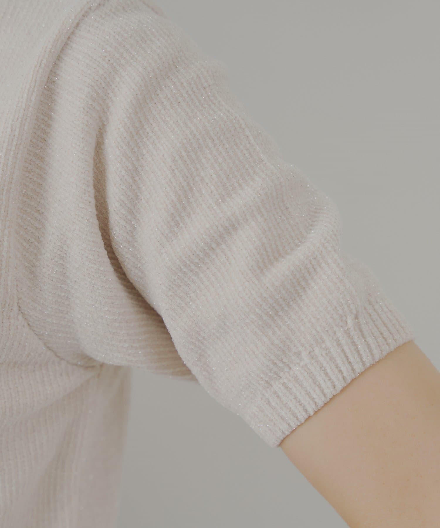 OUTLET(アウトレット) 【Chico】ラメベロアタートル半袖ニット