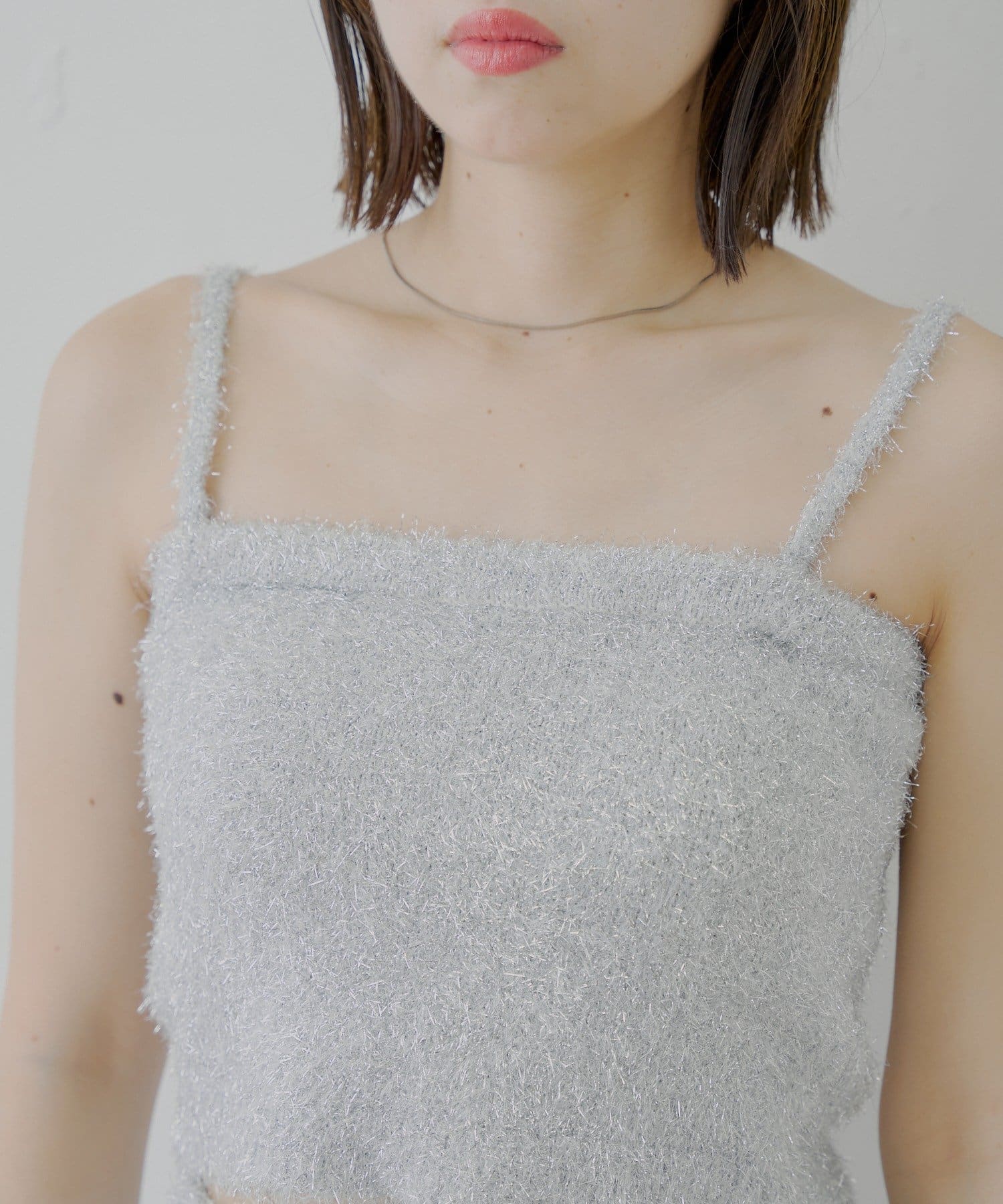 OUTLET(アウトレット) 【Chico】ラメシャギーニットカーディガン+ベアキャミセット